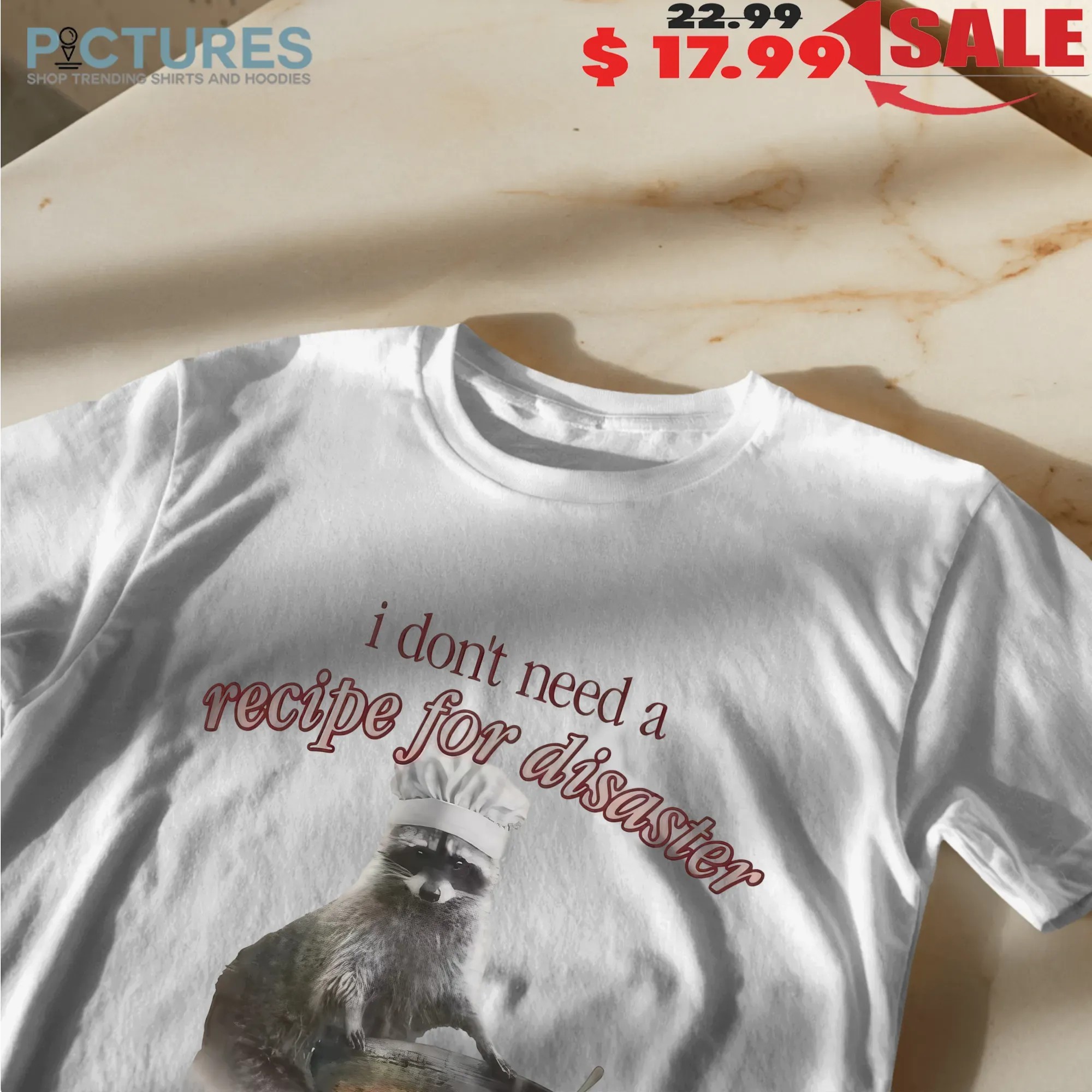 Raccoon I Don't Need A Recipe For Disaster I Just Eyeball It T Shirt
