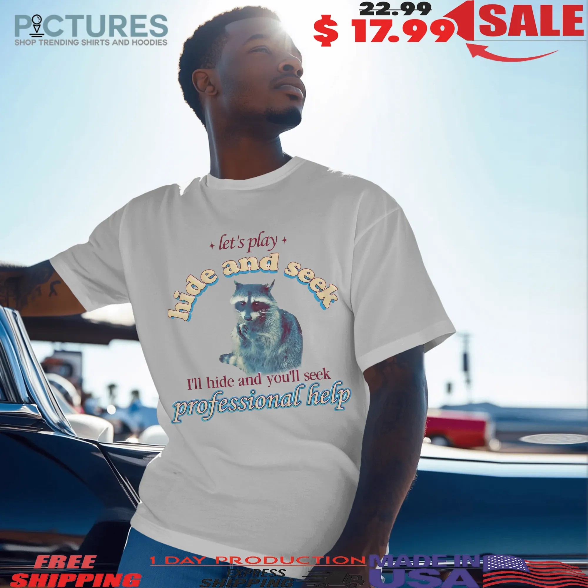 Raccoon Let's Play Hide And Seek I'll Hide And You'll Seek Professional Help T Shirt