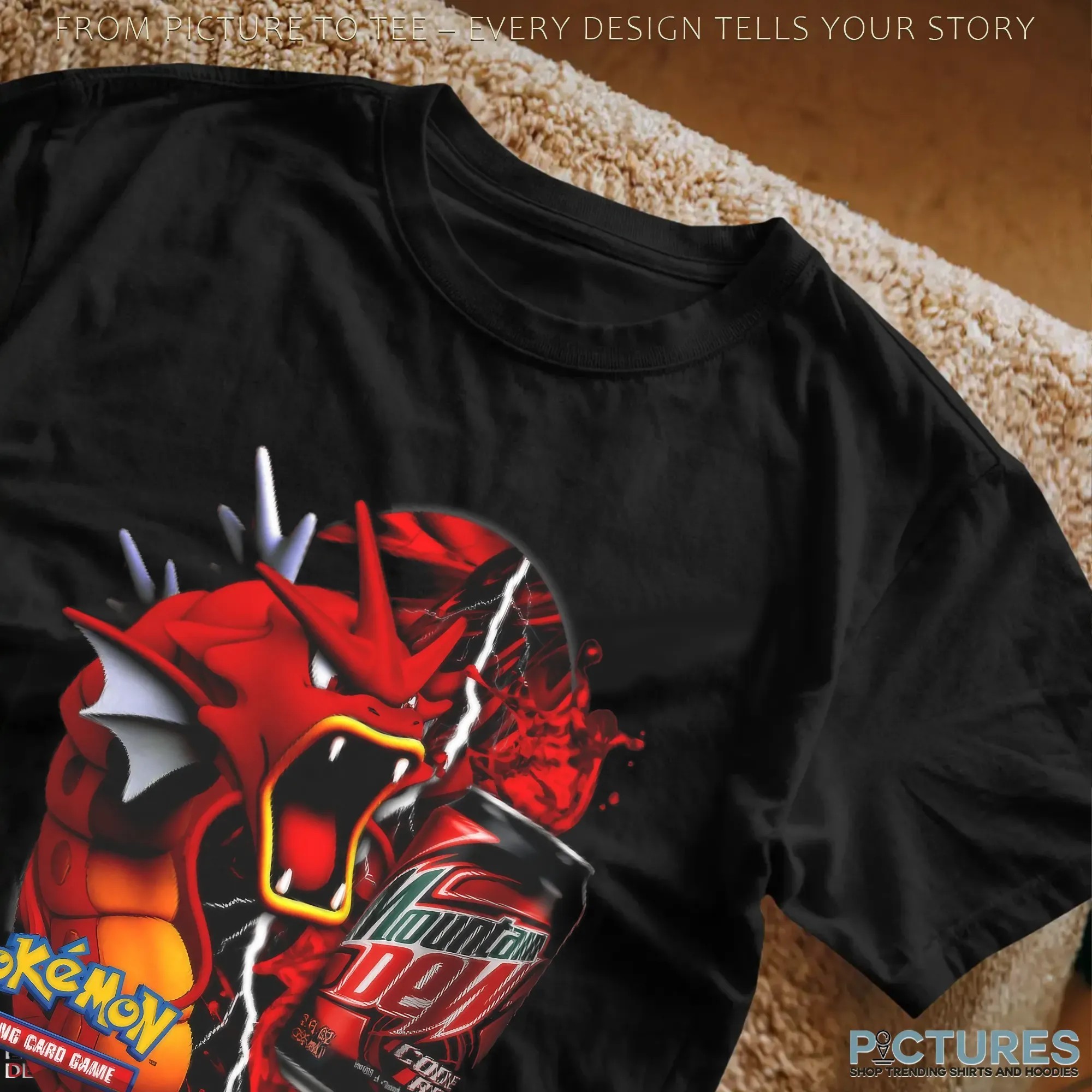 Red Gyarados Pokémon Mountain Dew Retro Parody Code Red Soda and Trading Card Game Style T Shirt