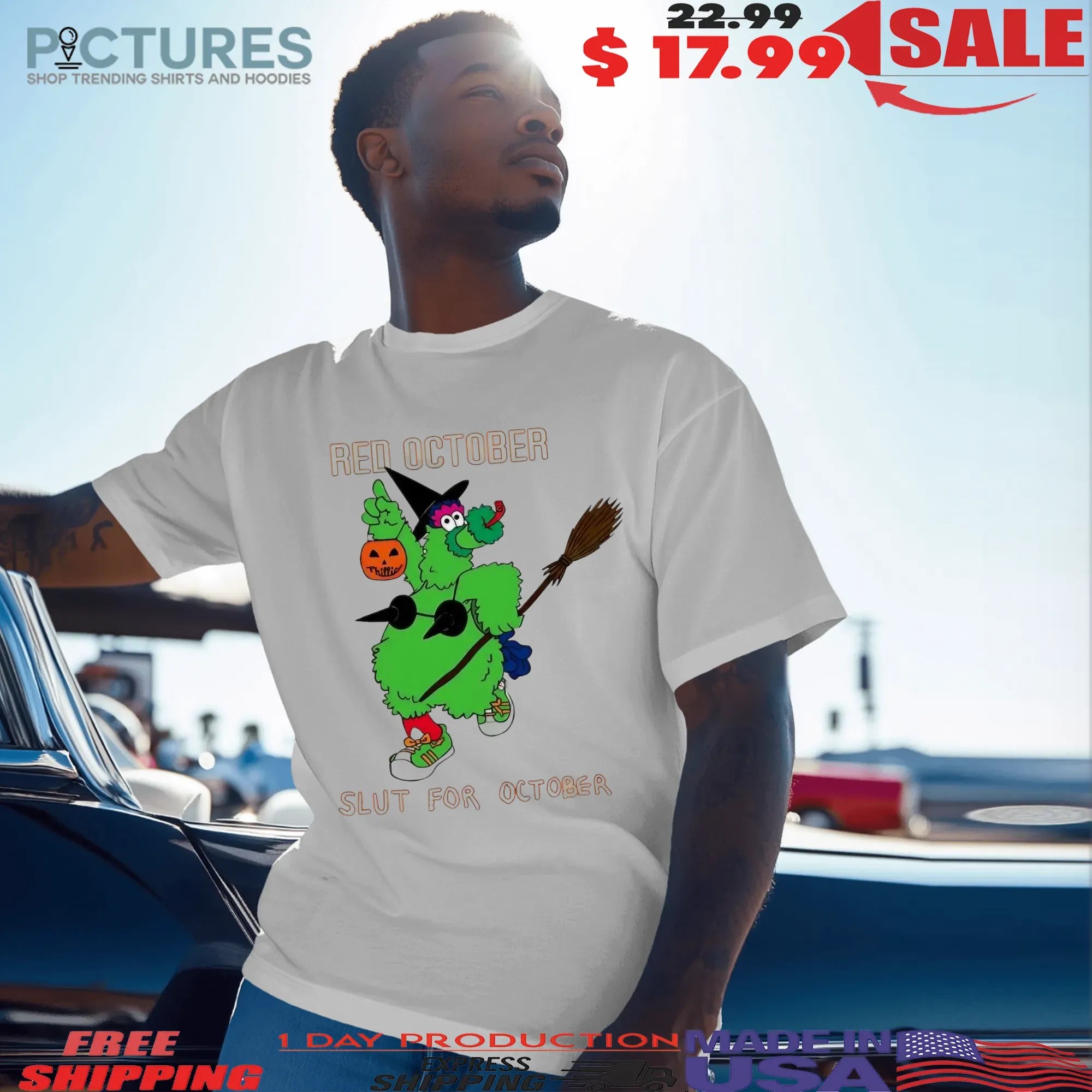 Red October Slut For October Philadelphia Phillies Phillie Phanatic Mascot Halloween T Shirt
