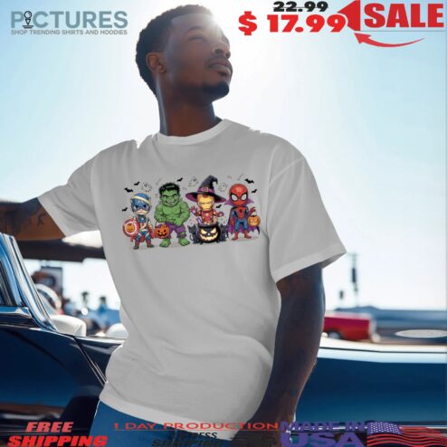 Retro Superheros Chibi Boy Halloween Spooky Season T Shirt