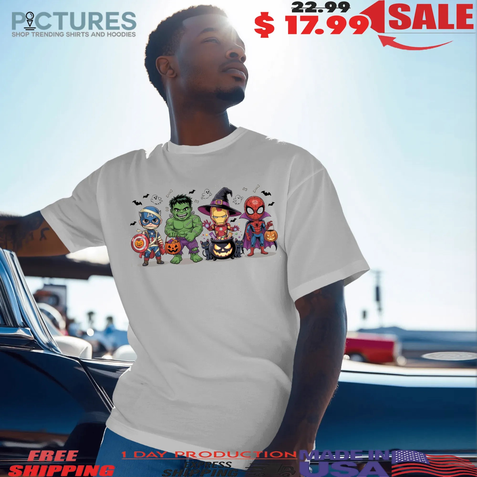 Retro Superheros Chibi Boy Halloween Spooky Season T Shirt