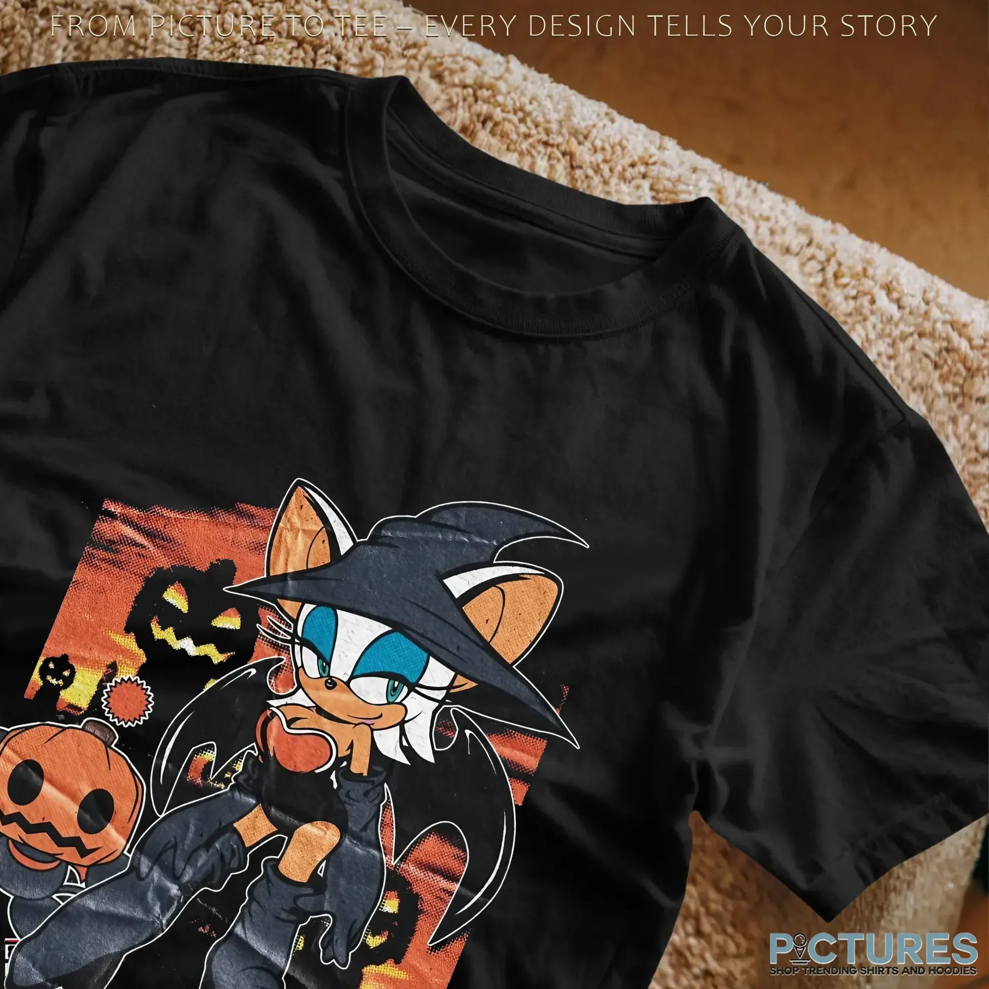 Rouge the Bat Halloween Sonic Witch Halloween Costume Pumpkins and Spooky Night Graphic T Shirt