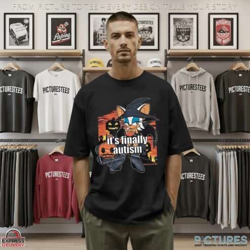 Rouge the Bat It's Finally Autism Sonic Witch Pumpkins and Spooky Night Halloween Graphic T Shirt
