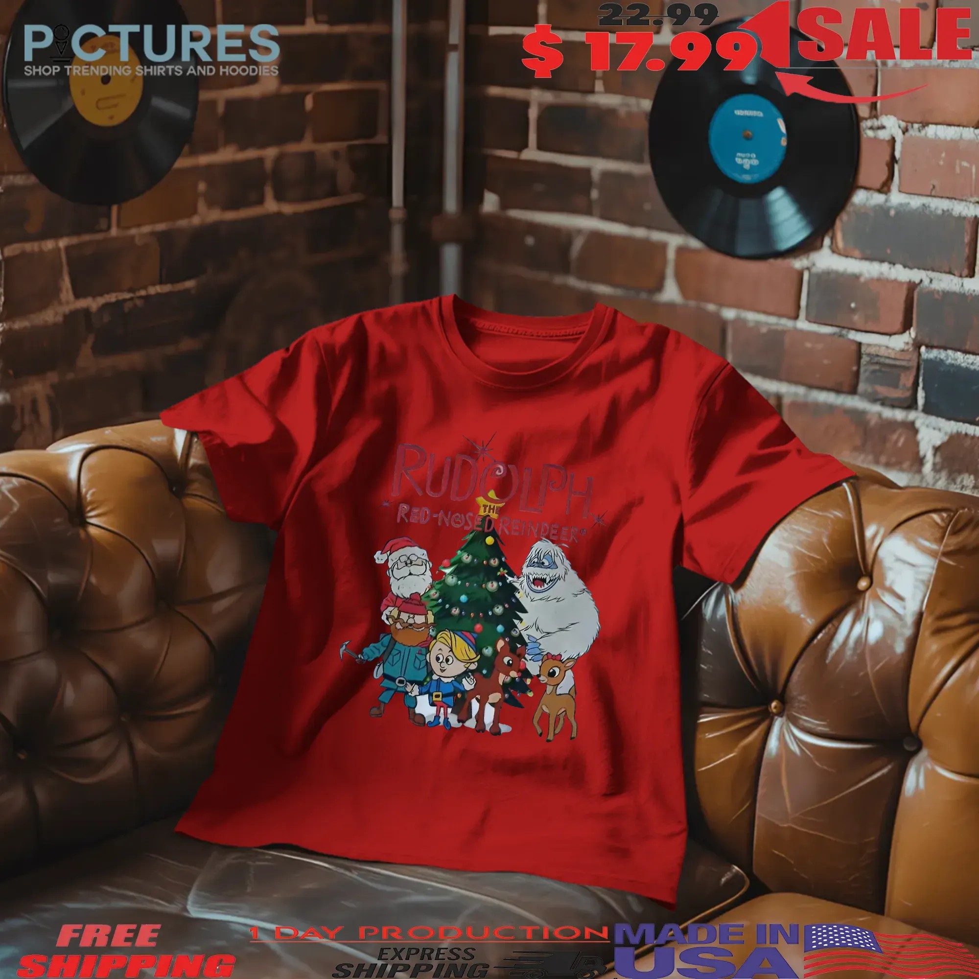 Rudolph the Red-Nosed Reindeer Christmas with Santa, Hermey, Yukon, Clarice and Bumble T Shirt