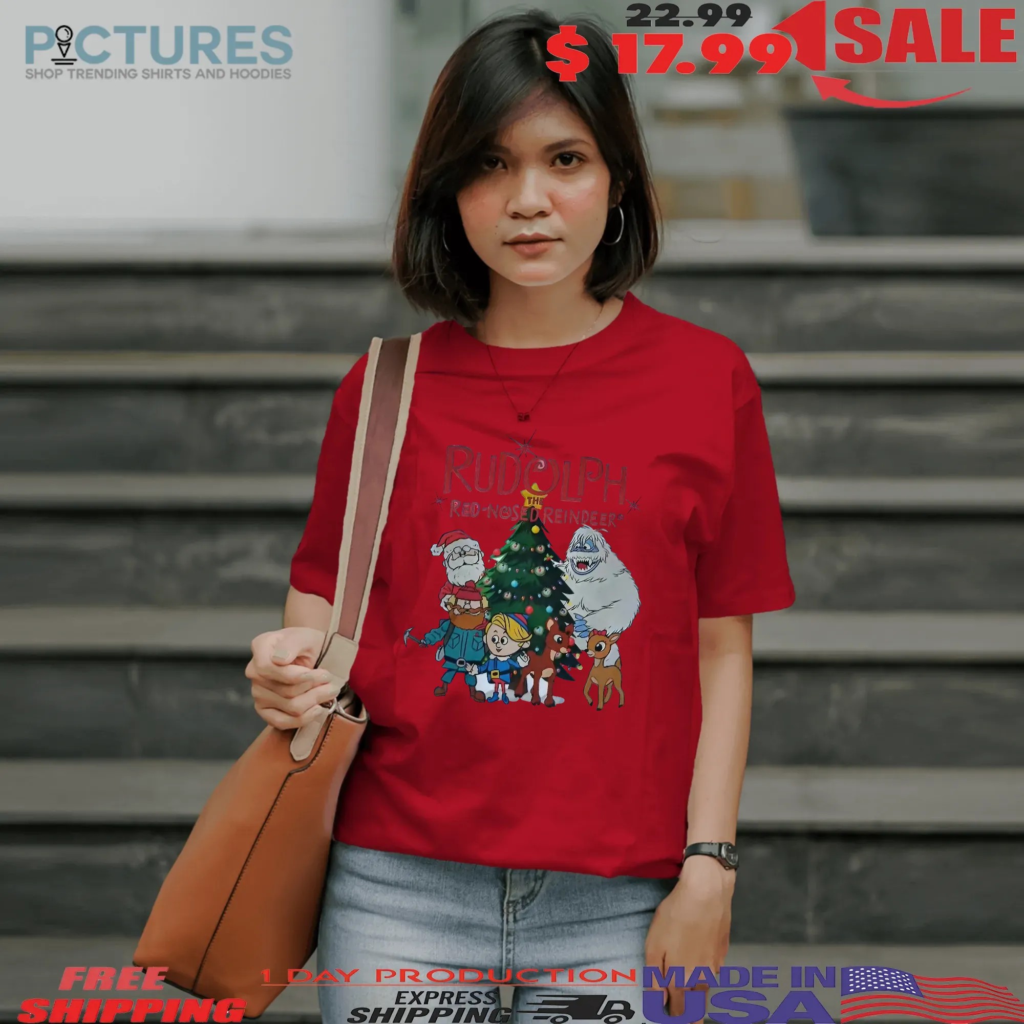 Rudolph the Red-Nosed Reindeer Christmas with Santa, Hermey, Yukon, Clarice and Bumble T Shirt