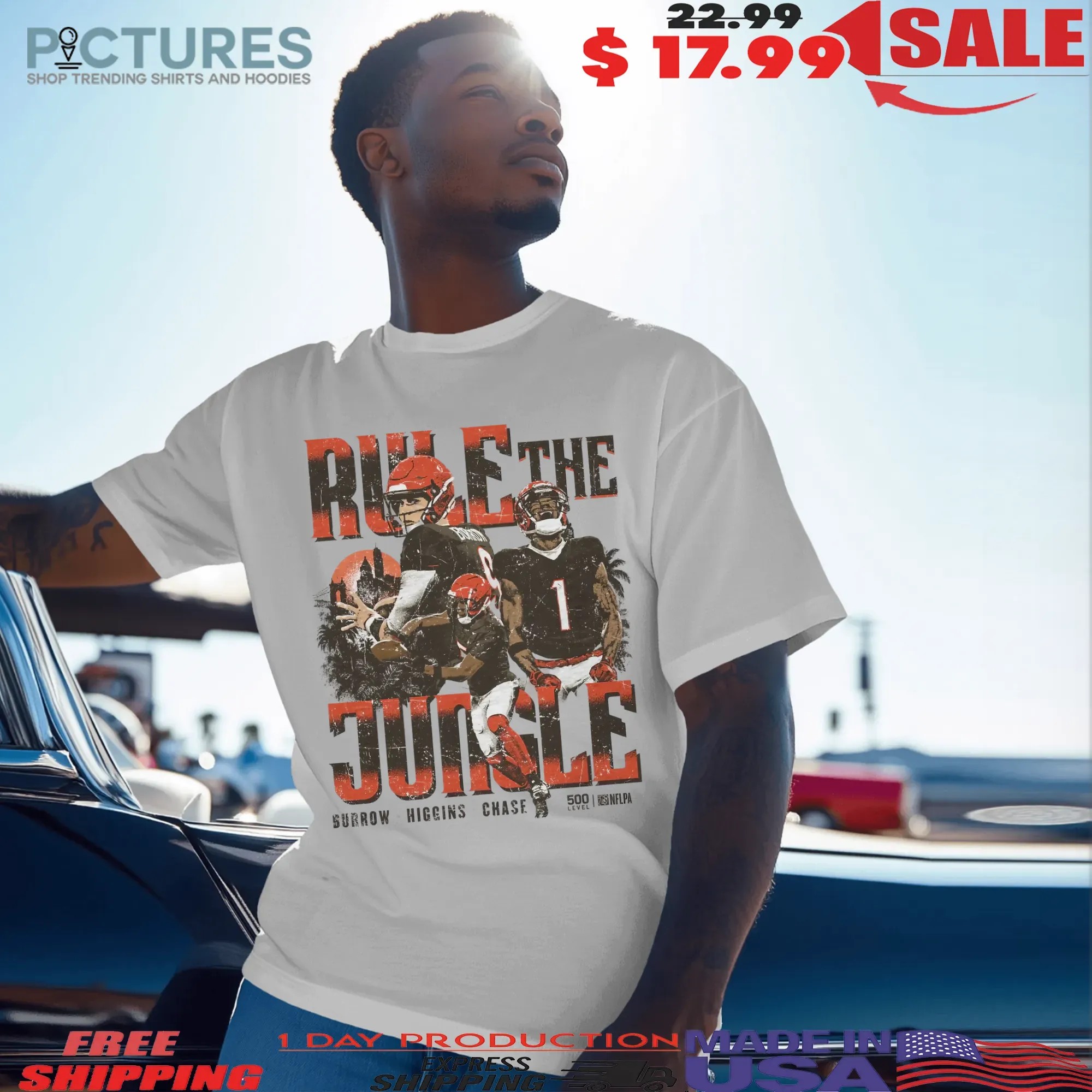 Rule The Jungle Joe Burrow Higgins Chase Cincinnati Bengals T Shirt