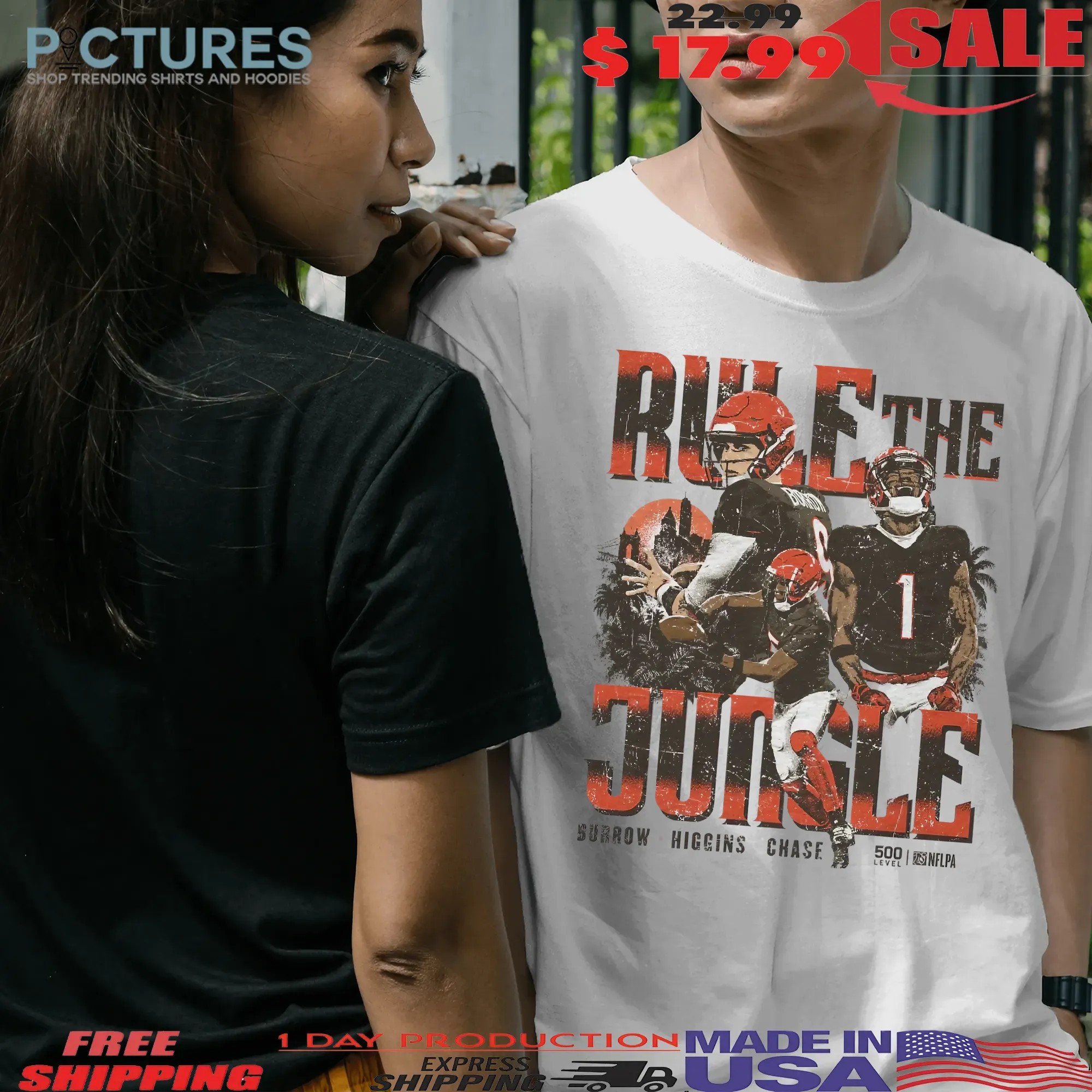 Rule The Jungle Joe Burrow Higgins Chase Cincinnati Bengals T Shirt