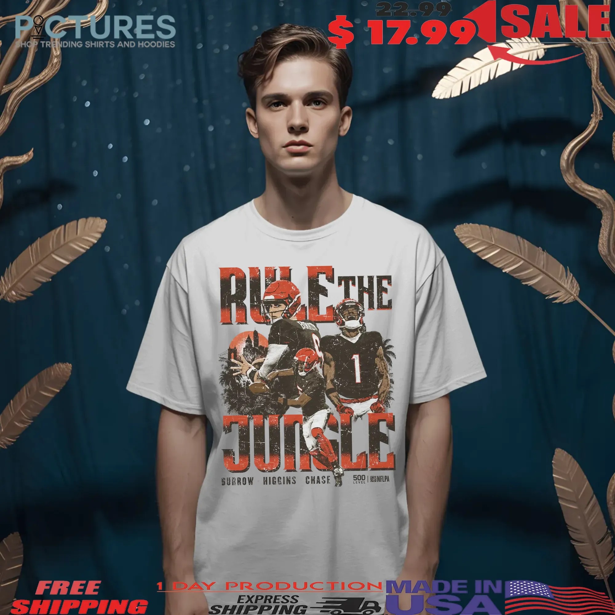 Rule The Jungle Joe Burrow Higgins Chase Cincinnati Bengals T Shirt