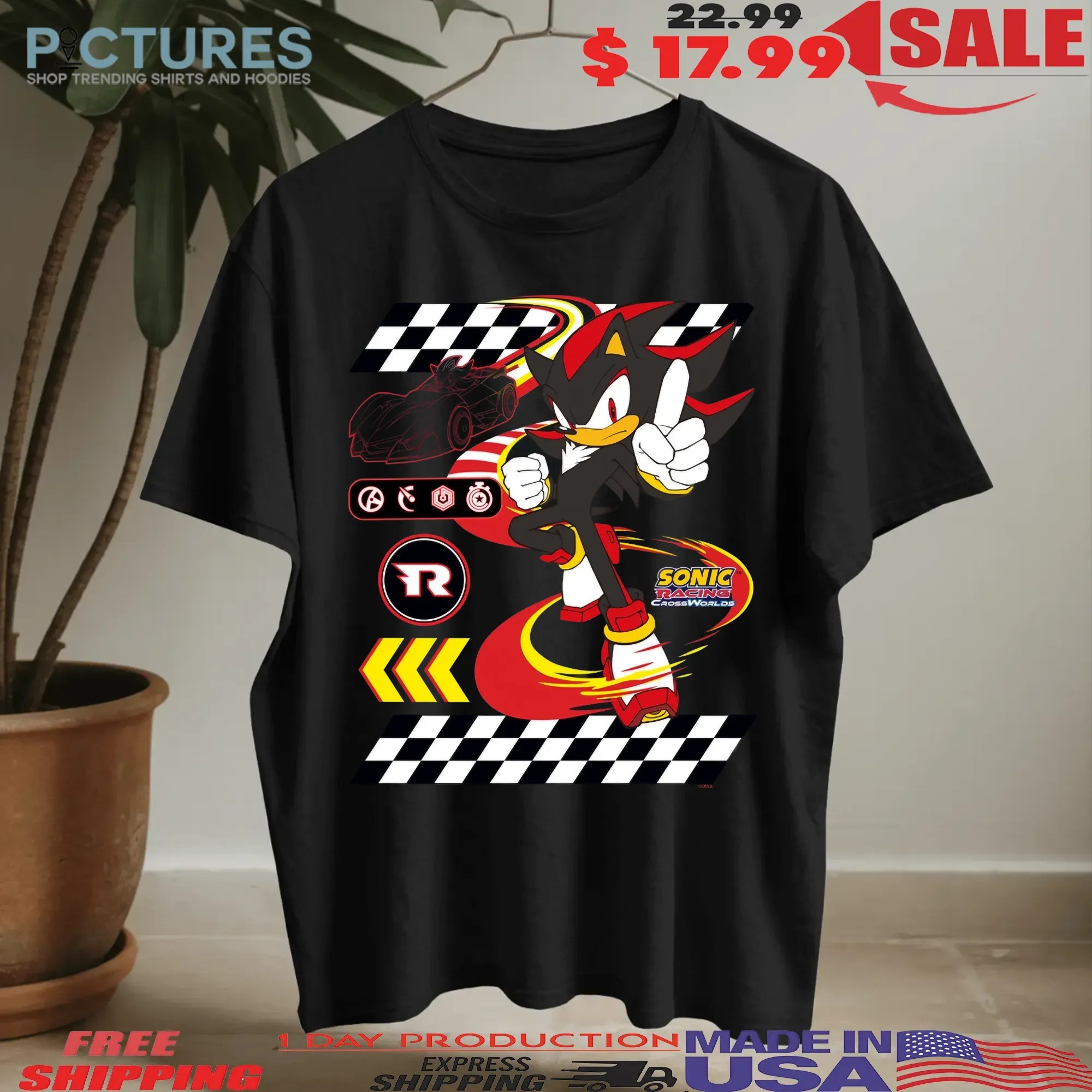 Shadow the Hedgehog Racing Sonic Racing Crossworlds Video Game Graphic T Shirt