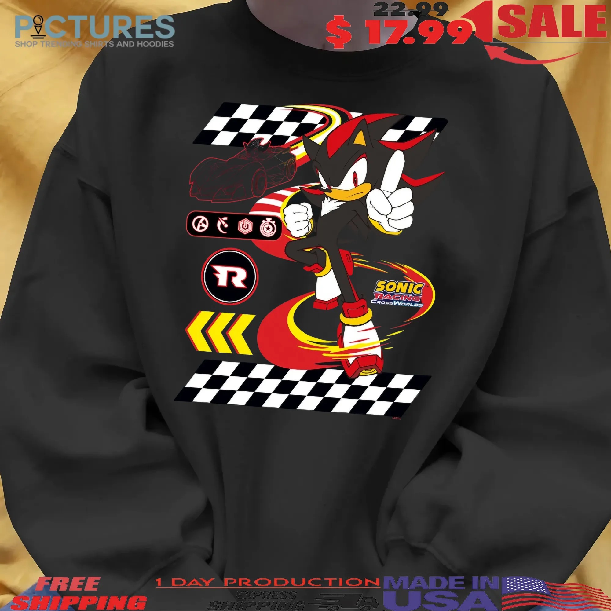 Shadow the Hedgehog Racing Sonic Racing Crossworlds Video Game Graphic T Shirt