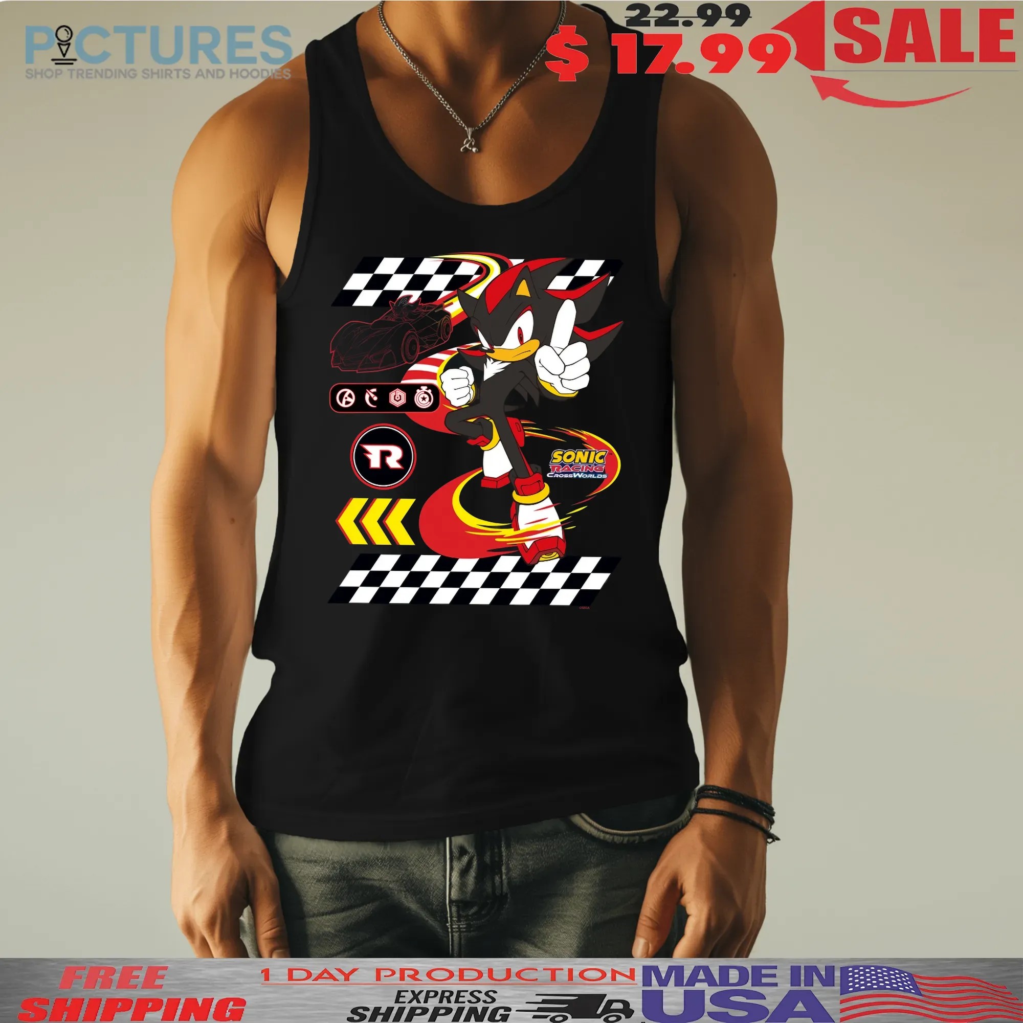 Shadow the Hedgehog Racing Sonic Racing Crossworlds Video Game Graphic T Shirt