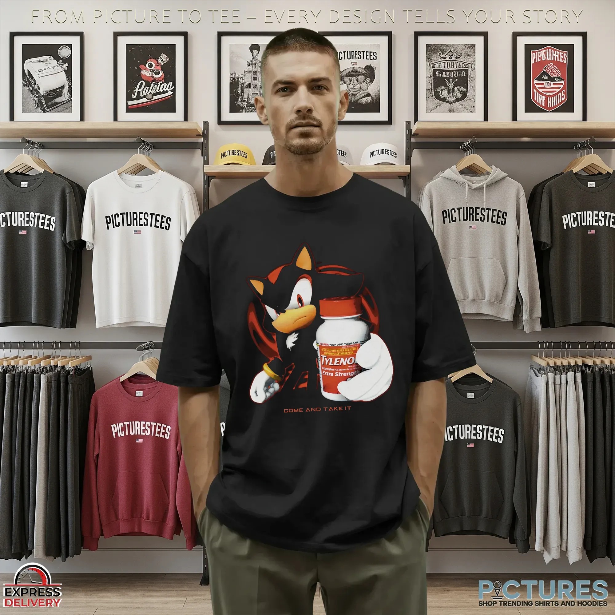 Shadow the Hedgehog Tylenol Come and Take It Sonic Mashup Meme T Shirt