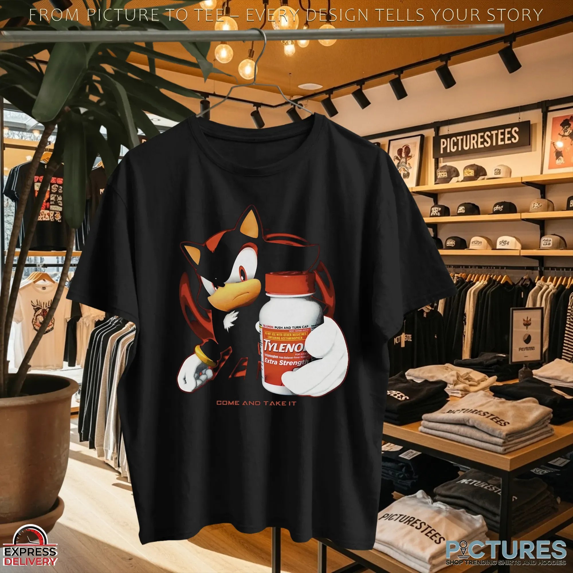 Shadow the Hedgehog Tylenol Come and Take It Sonic Mashup Meme T Shirt