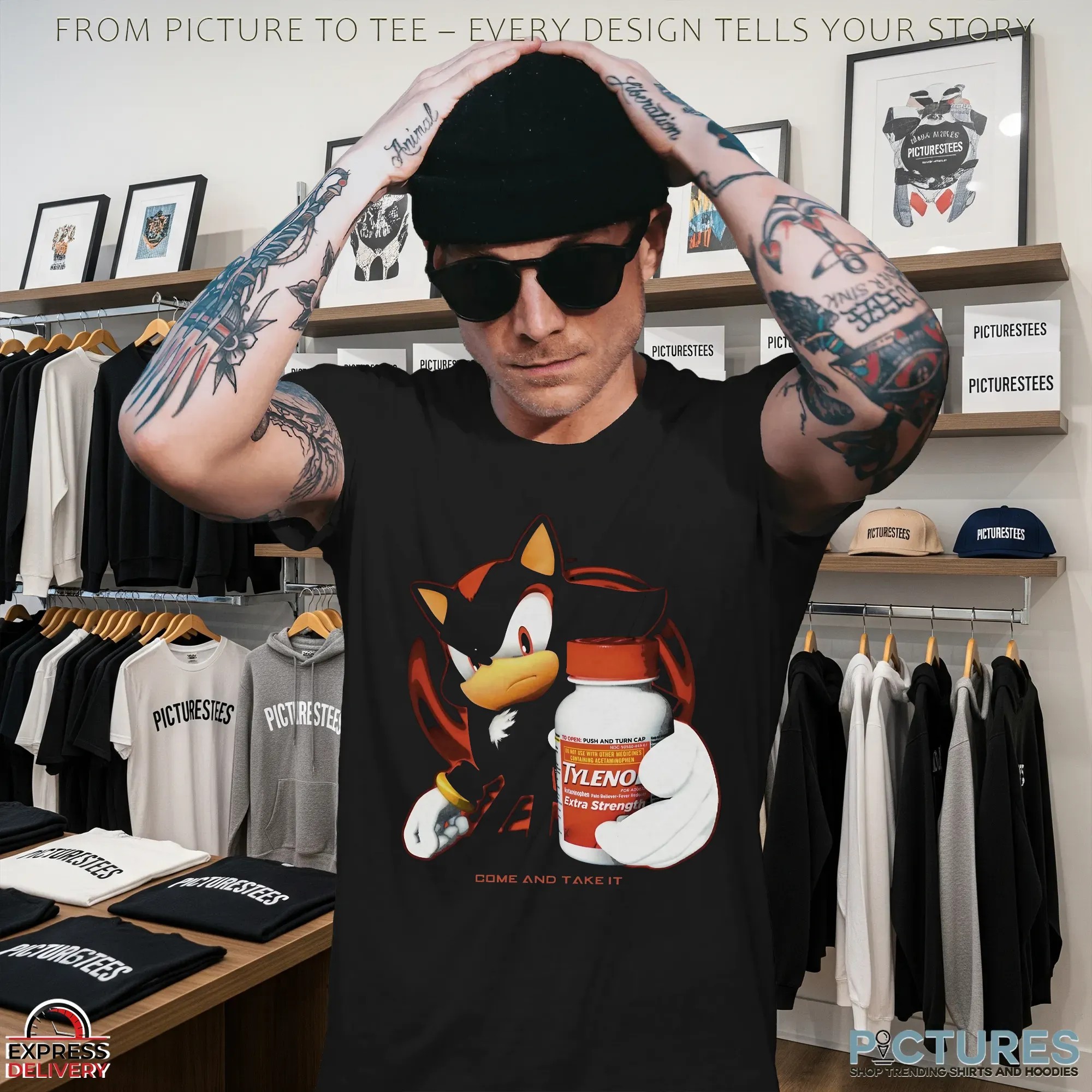 Shadow the Hedgehog Tylenol Come and Take It Sonic Mashup Meme T Shirt
