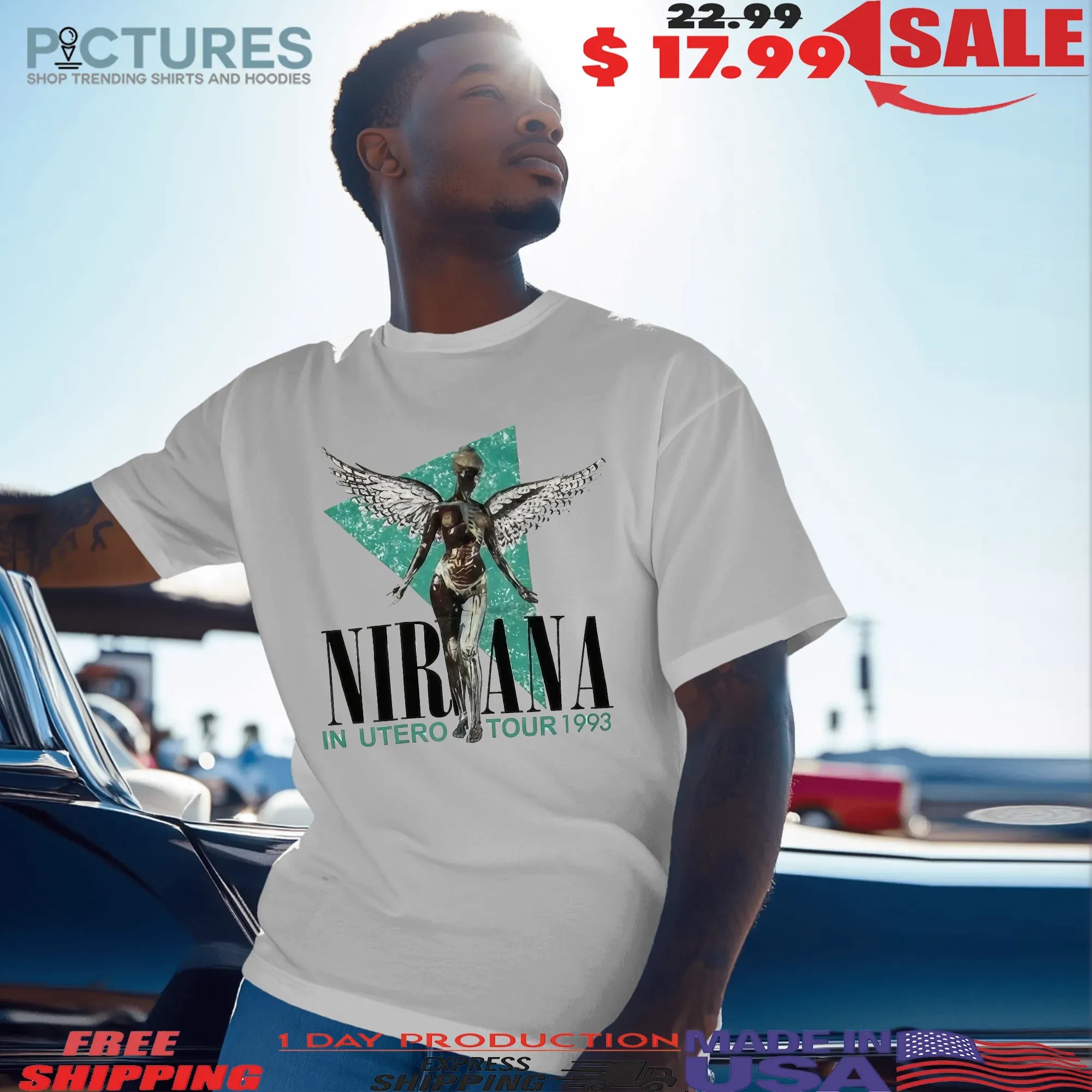 Shota Imanaga Wearing Nirvana 1993 In Utero Tour Double Sided T Shirt