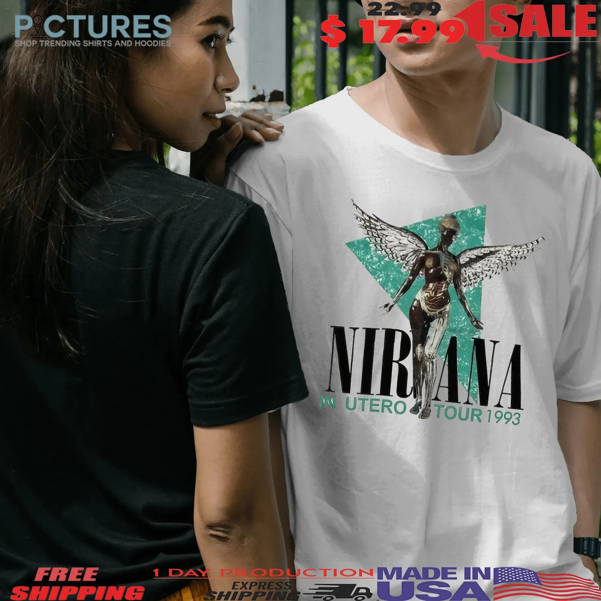 Shota Imanaga Wearing Nirvana 1993 In Utero Tour Double Sided T Shirt