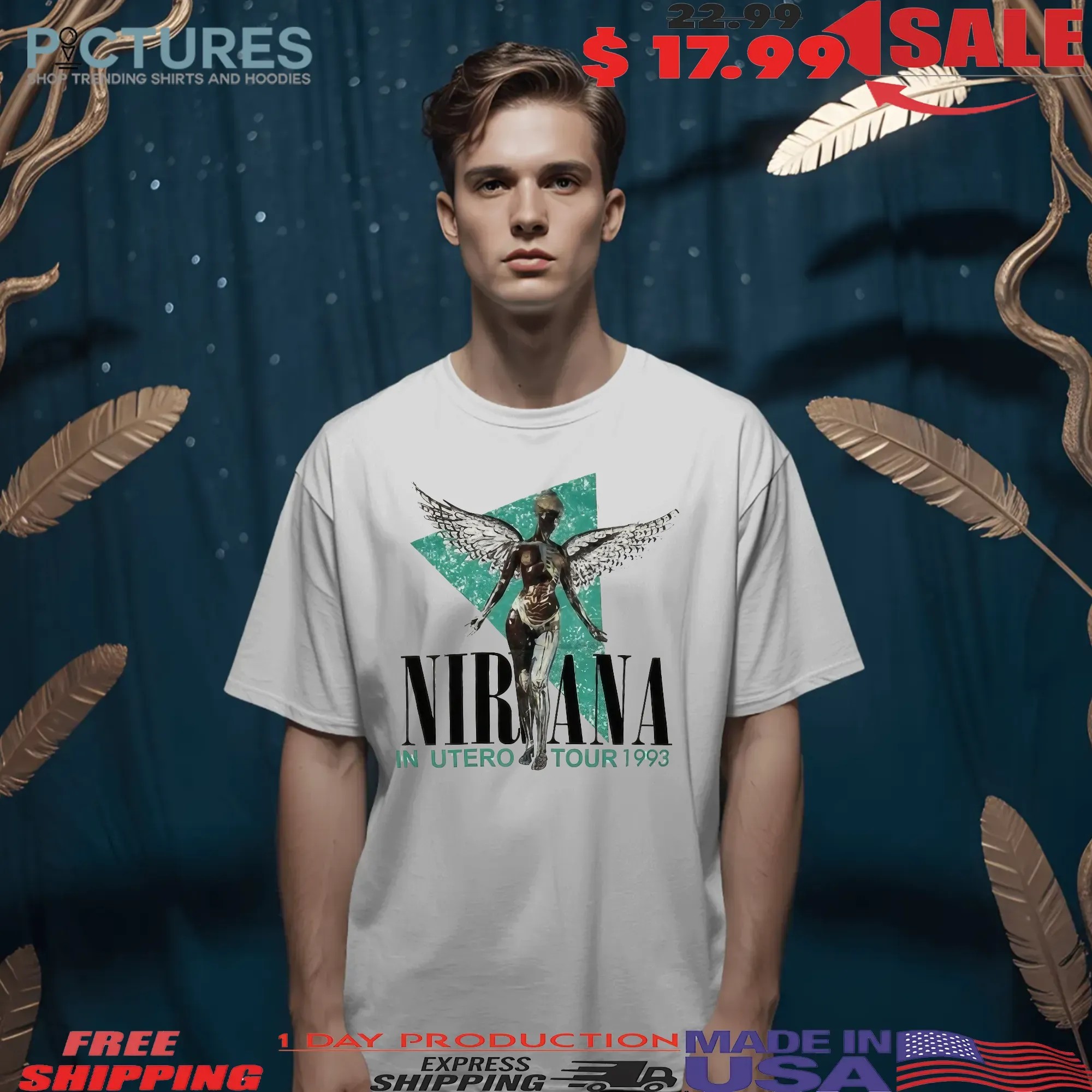 Shota Imanaga Wearing Nirvana 1993 In Utero Tour Double Sided T Shirt