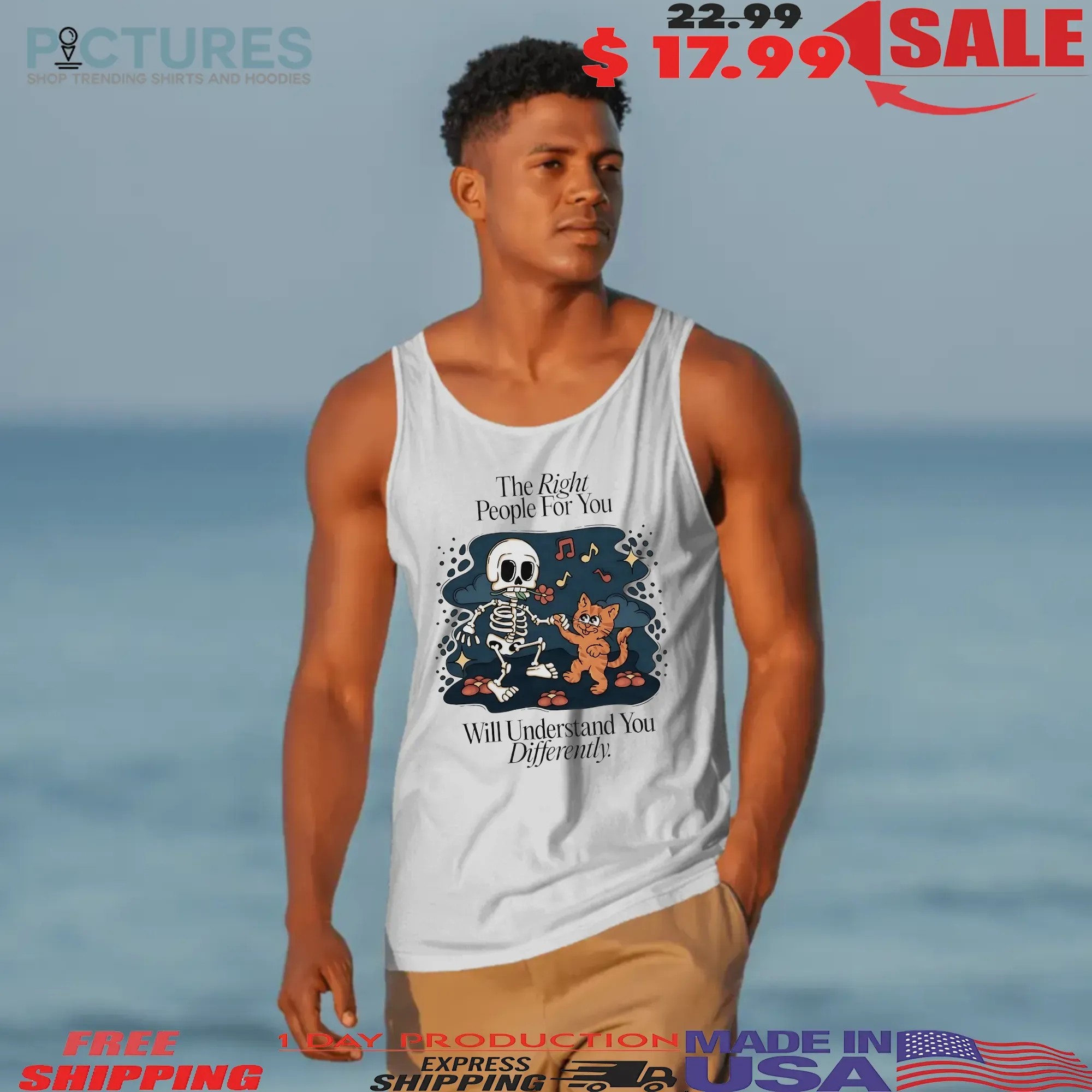 Skeleton And Cat The Right People For You Will Understand You Differently T Shirt
