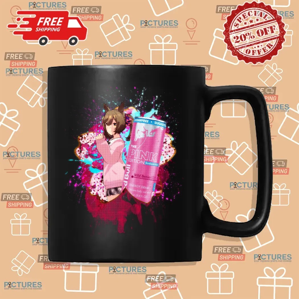 Smart Falcon Uma Musume Red Bull The Pink Edition Sugarfree Wild Berries Energy Drink Anime Mashup T Shirt