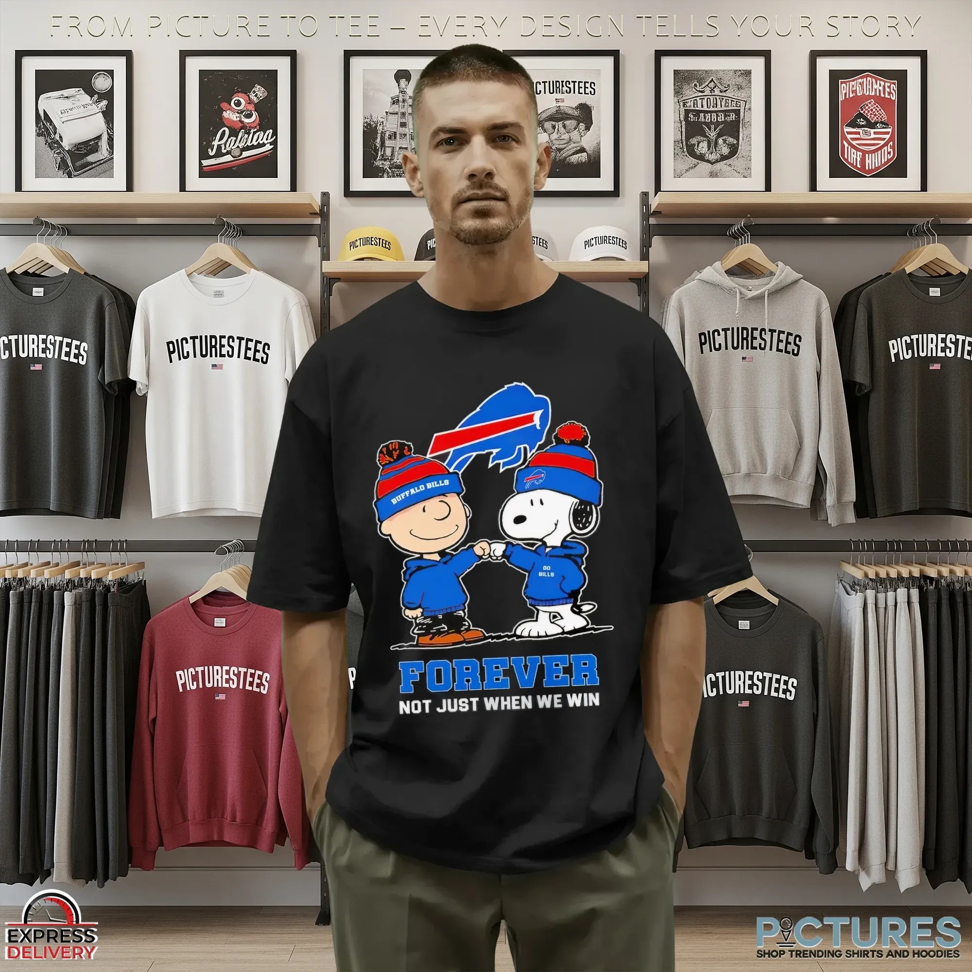 Snoopy And Charlie Brown Buffalo Bills Fans Forever Not Just When We Win Go Bills T Shirt