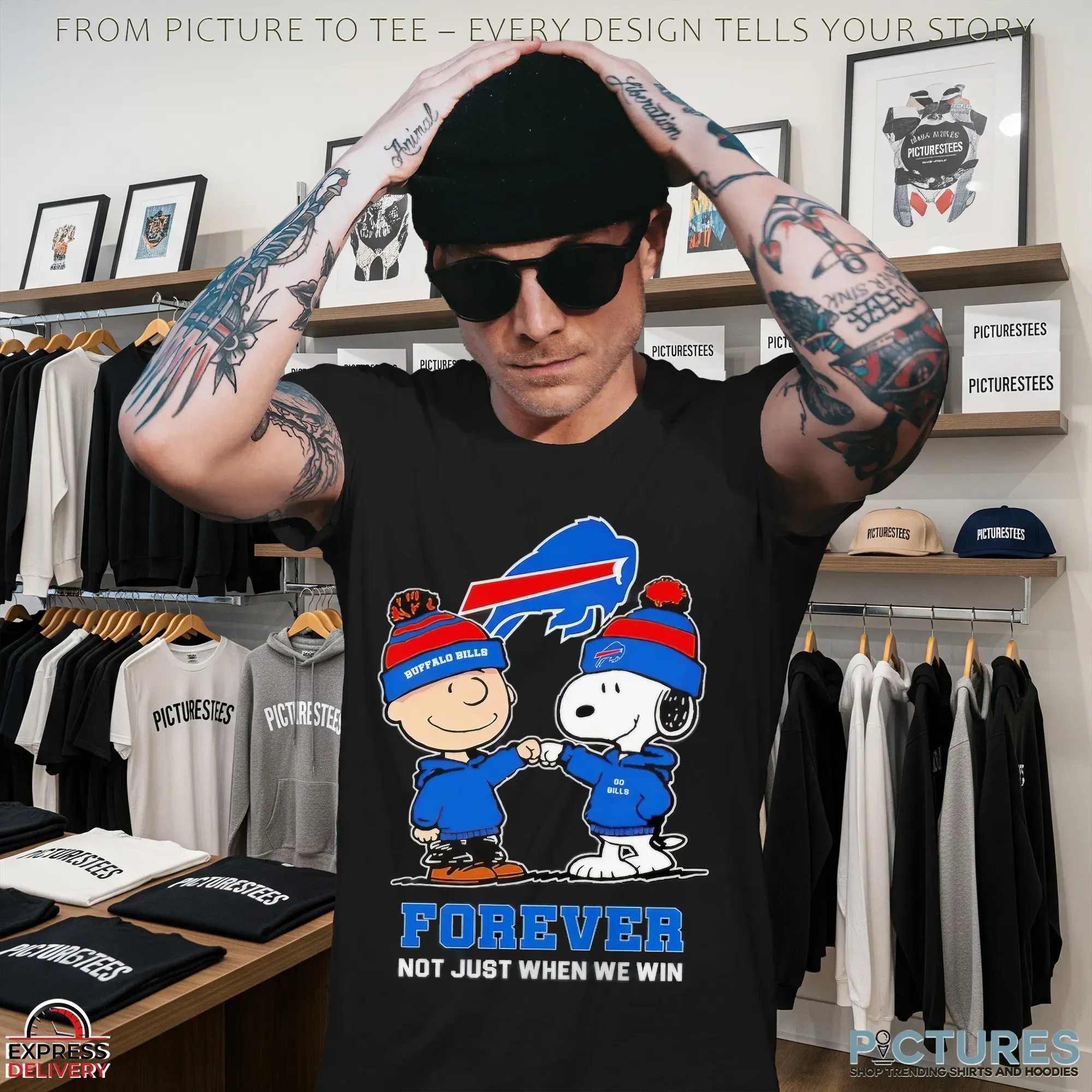 Snoopy And Charlie Brown Buffalo Bills Fans Forever Not Just When We Win Go Bills T Shirt
