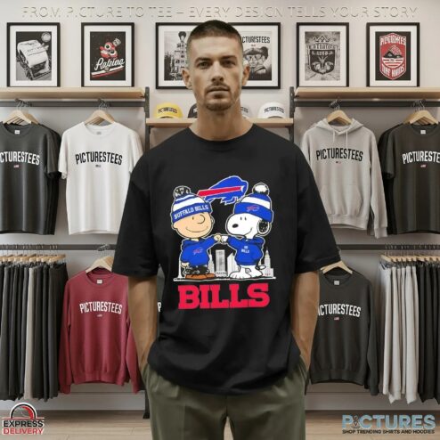 Snoopy And Charlie Brown Buffalo Bills Football Skyline T Shirt