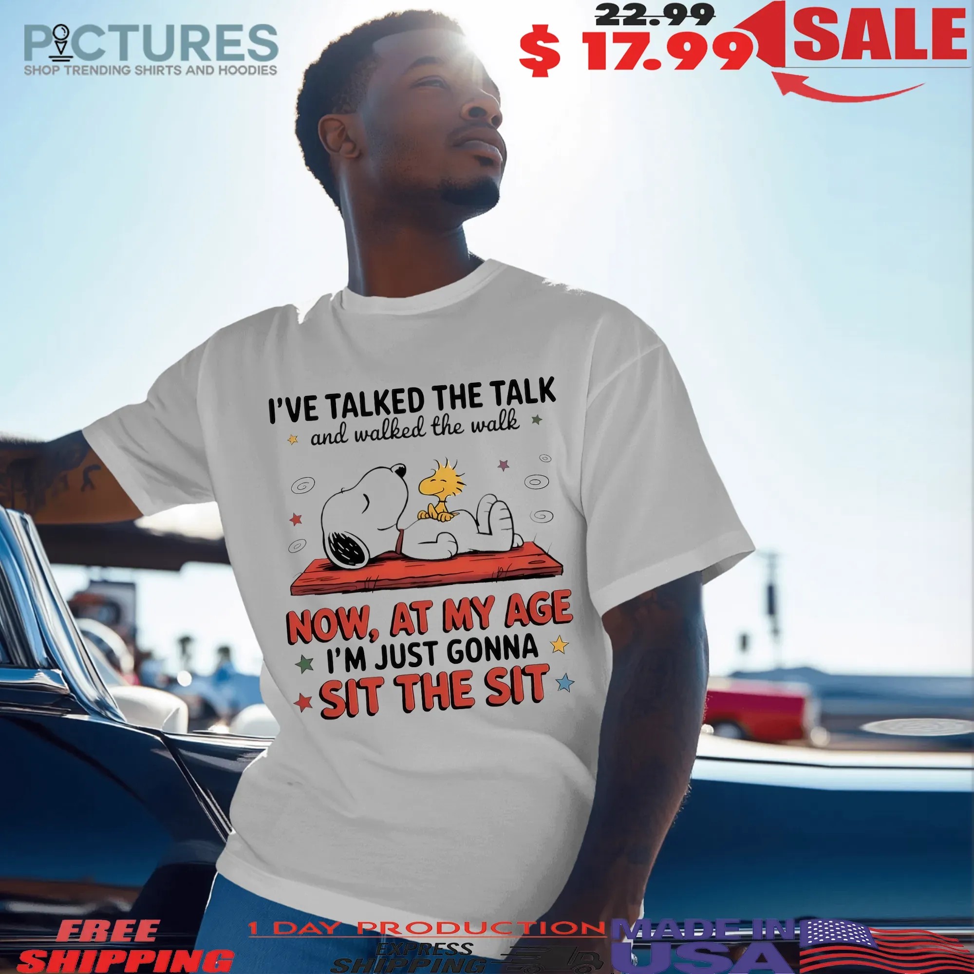 Snoopy And Woodstock I've Talked The Talk And Walked The Walk Now At My Age I’m Just Gonna Sit The Sit T Shirt