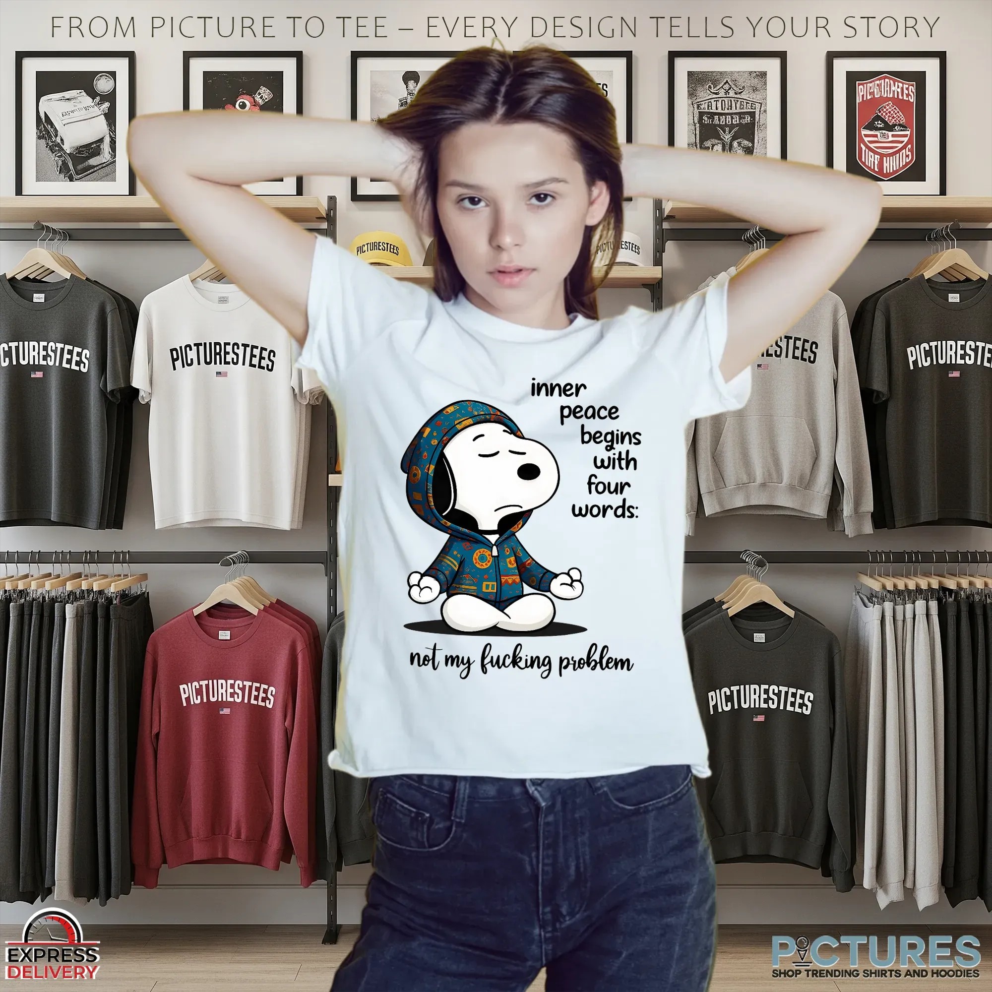 Snoopy Inner Peace Begins With Four Words not My Fucking Problem T Shirt