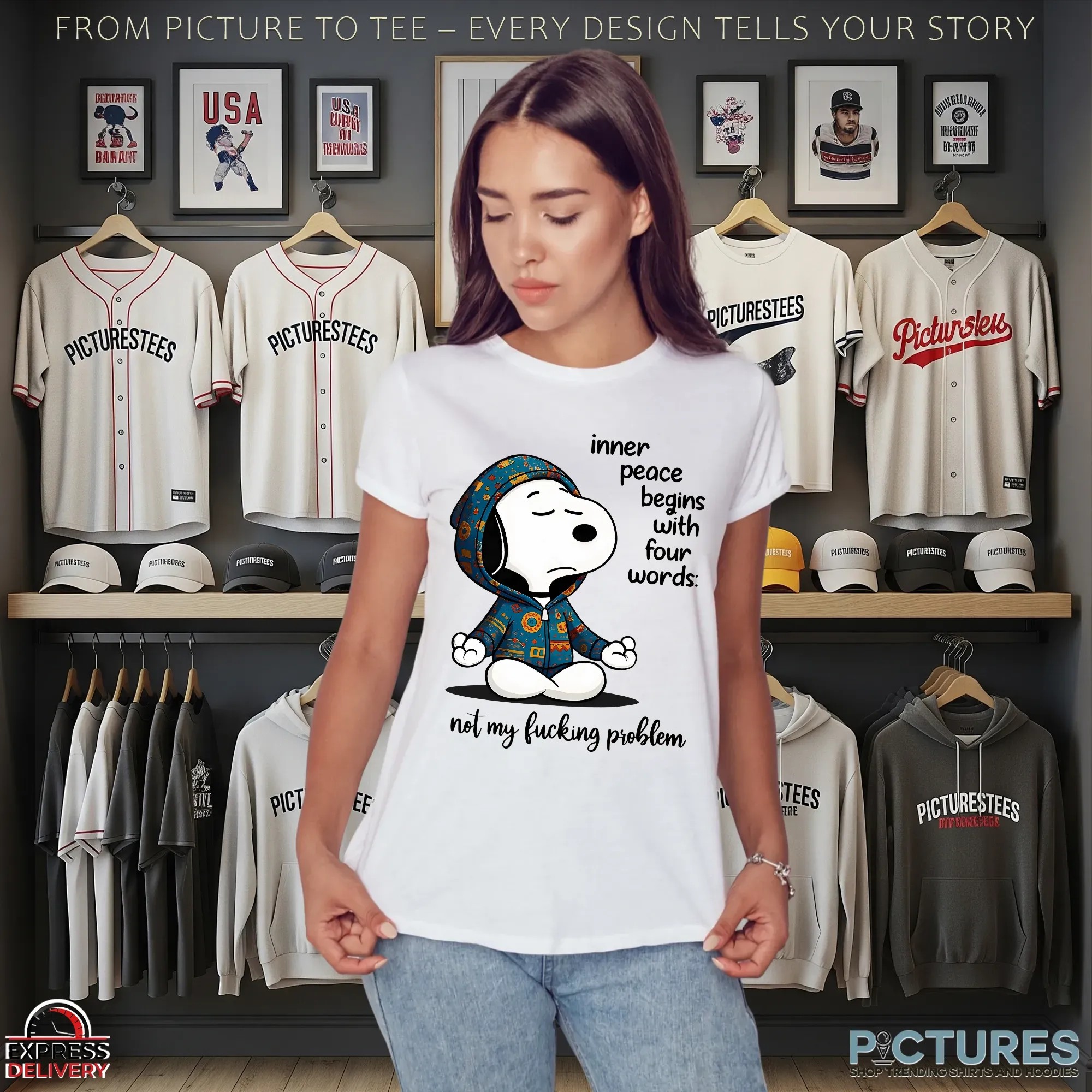 Snoopy Inner Peace Begins With Four Words not My Fucking Problem T Shirt