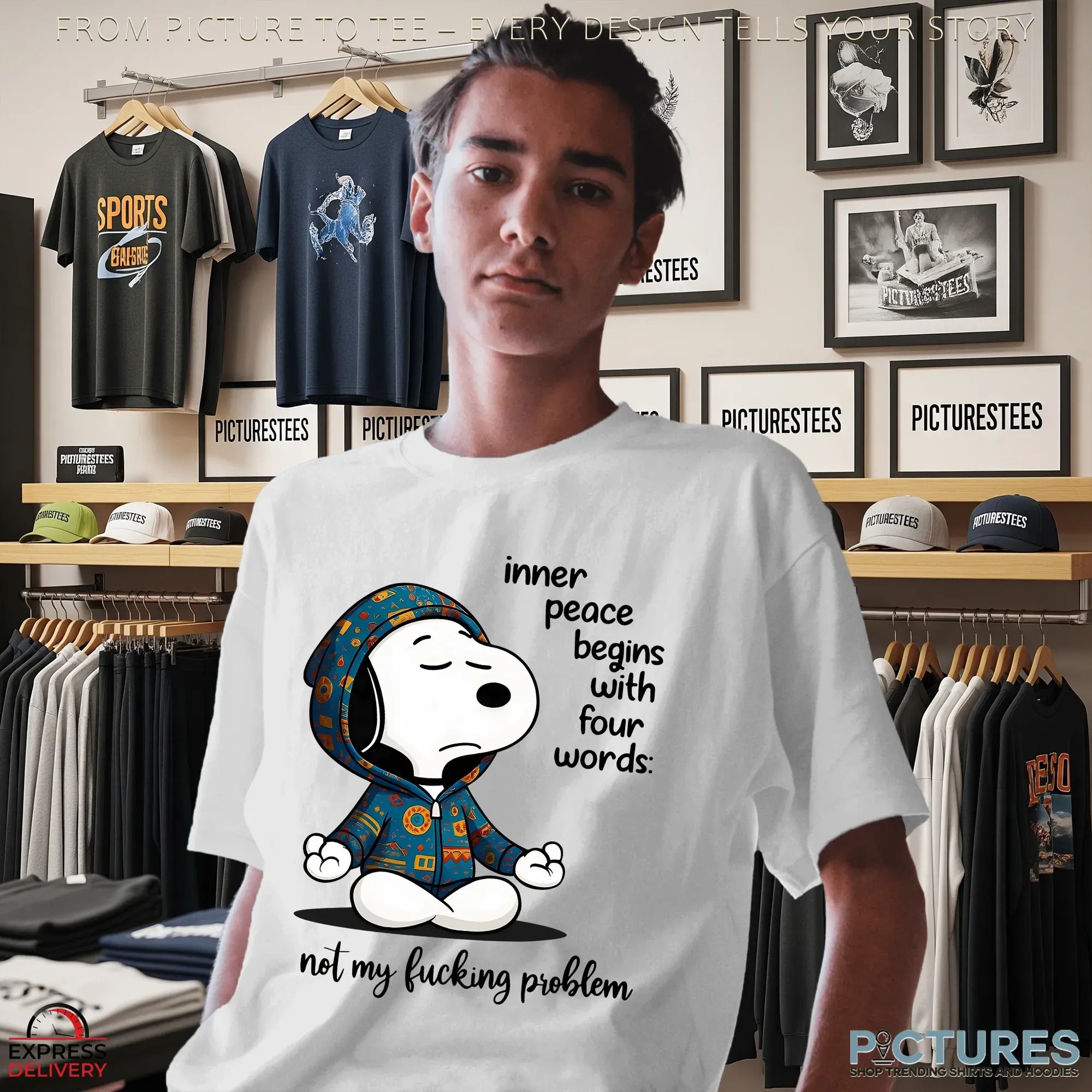 Snoopy Inner Peace Begins With Four Words not My Fucking Problem T Shirt