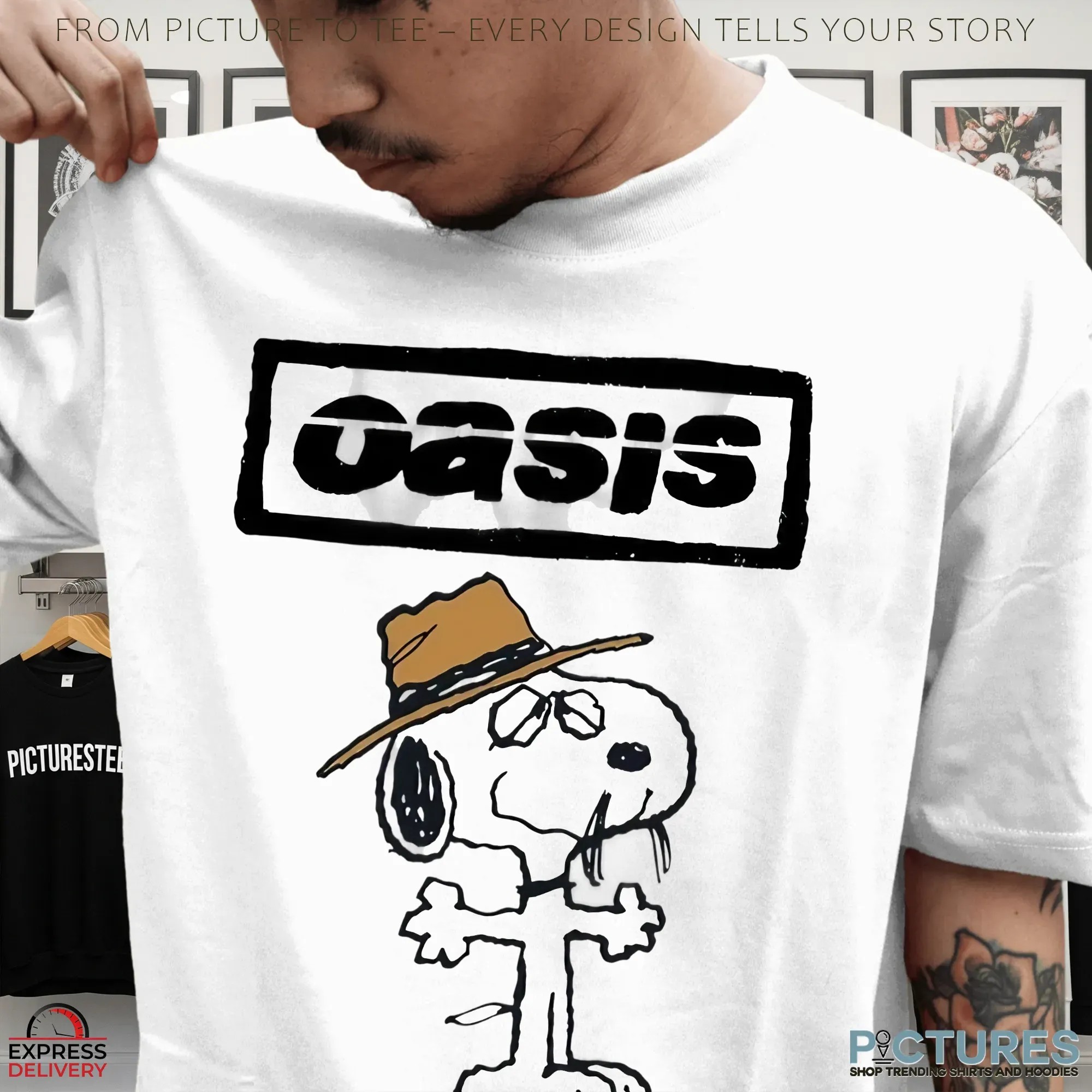 Snoopy Oasis Live Forever Vivir Para Siempre Cartoon Music Mashup T Shirt