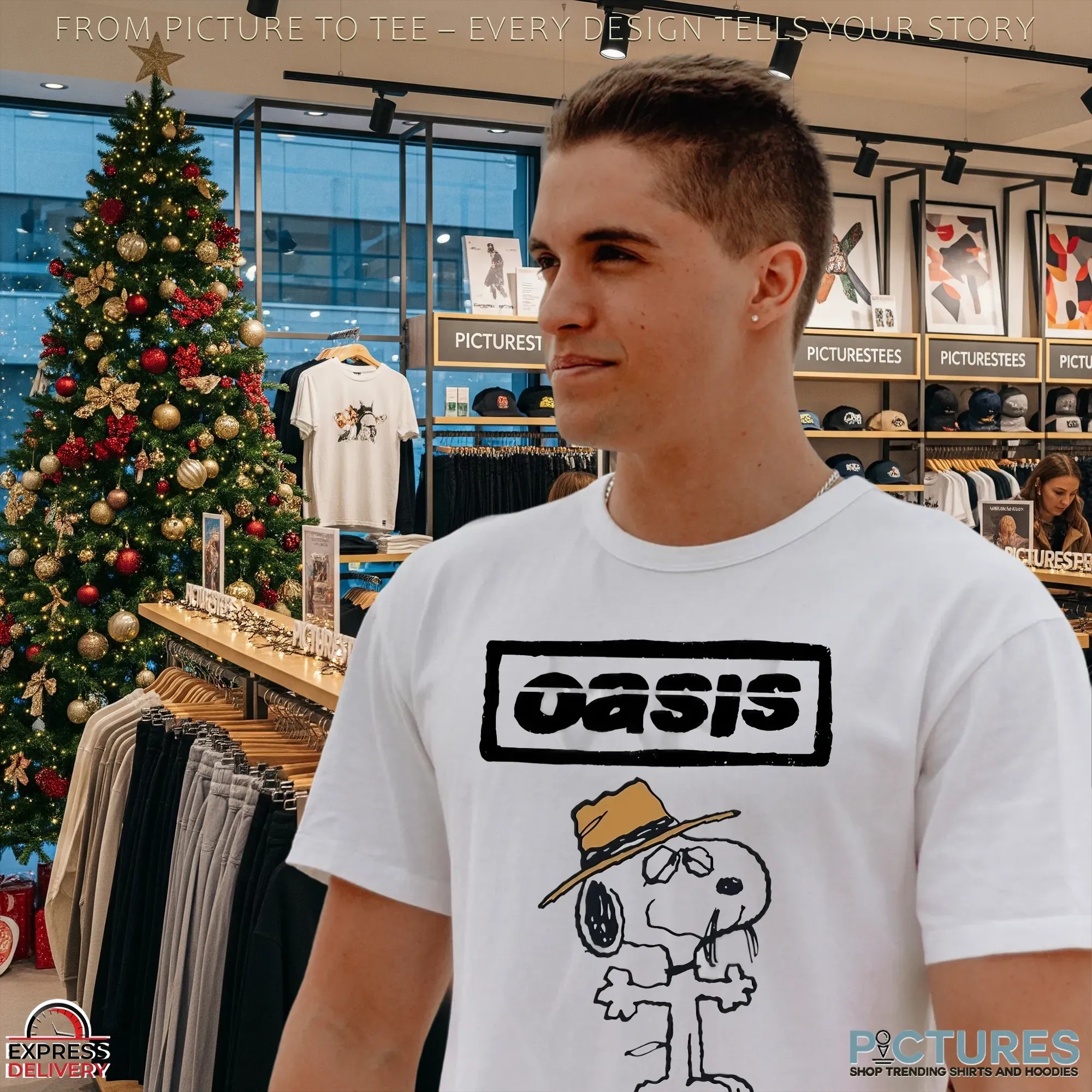Snoopy Oasis Live Forever Vivir Para Siempre Cartoon Music Mashup T Shirt