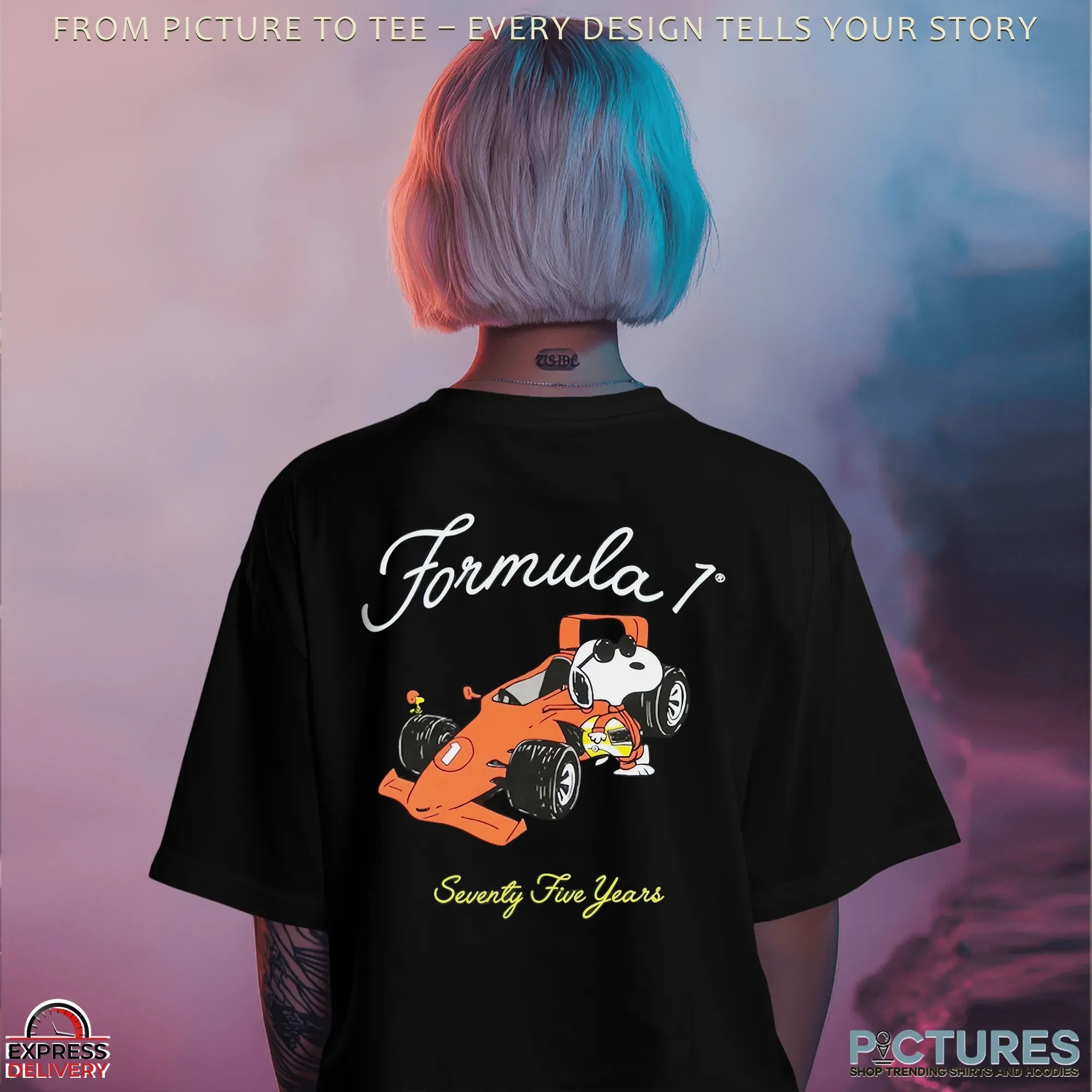 Snoopy Peanuts Joe Cool F1 Racing Seventy Five Years T Shirt