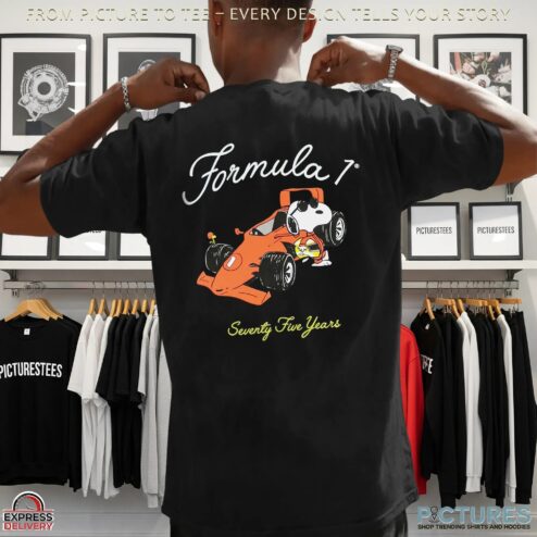 Snoopy Peanuts Joe Cool F1 Racing Seventy Five Years T Shirt