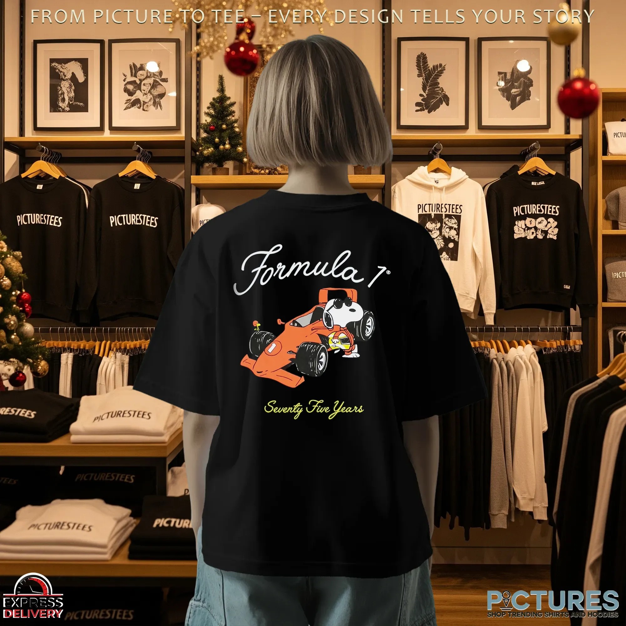 Snoopy Peanuts Joe Cool F1 Racing Seventy Five Years T Shirt