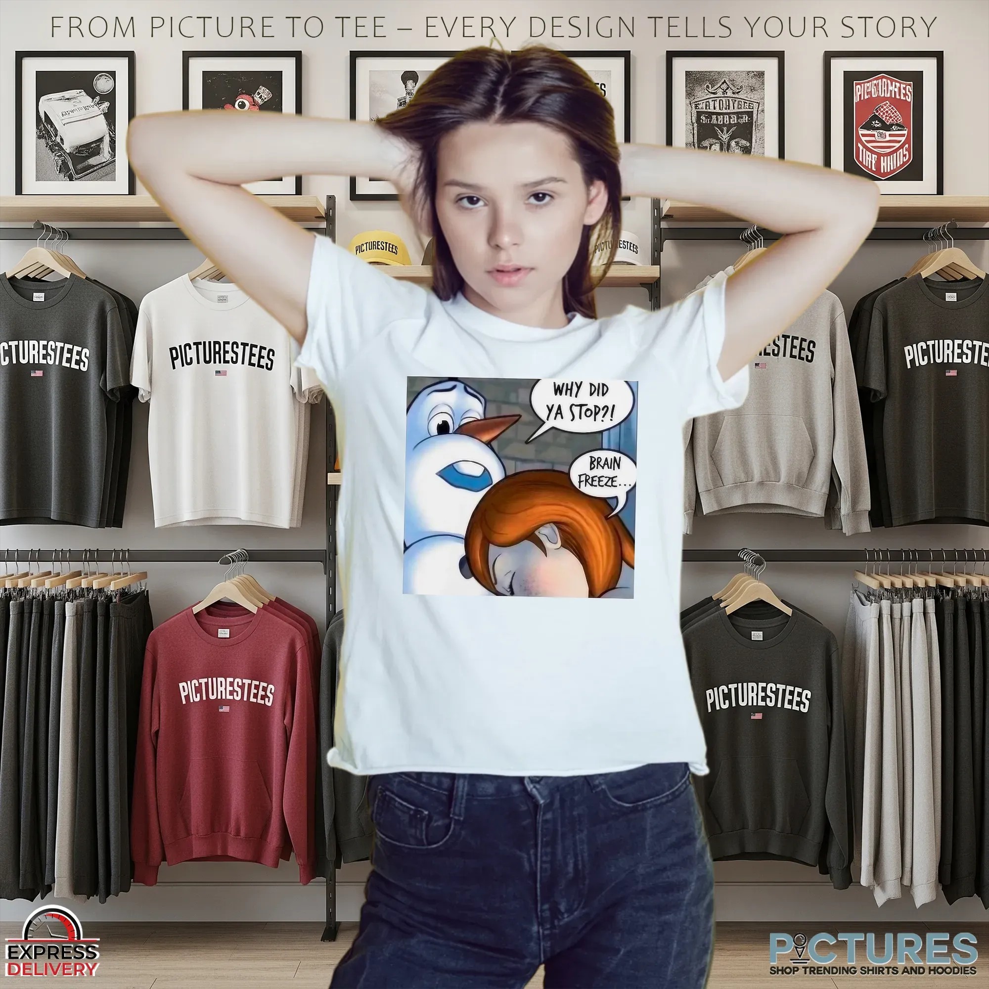 Snowman Why Did Ya Stop Brain Freeze Christmas Meme T Shirt