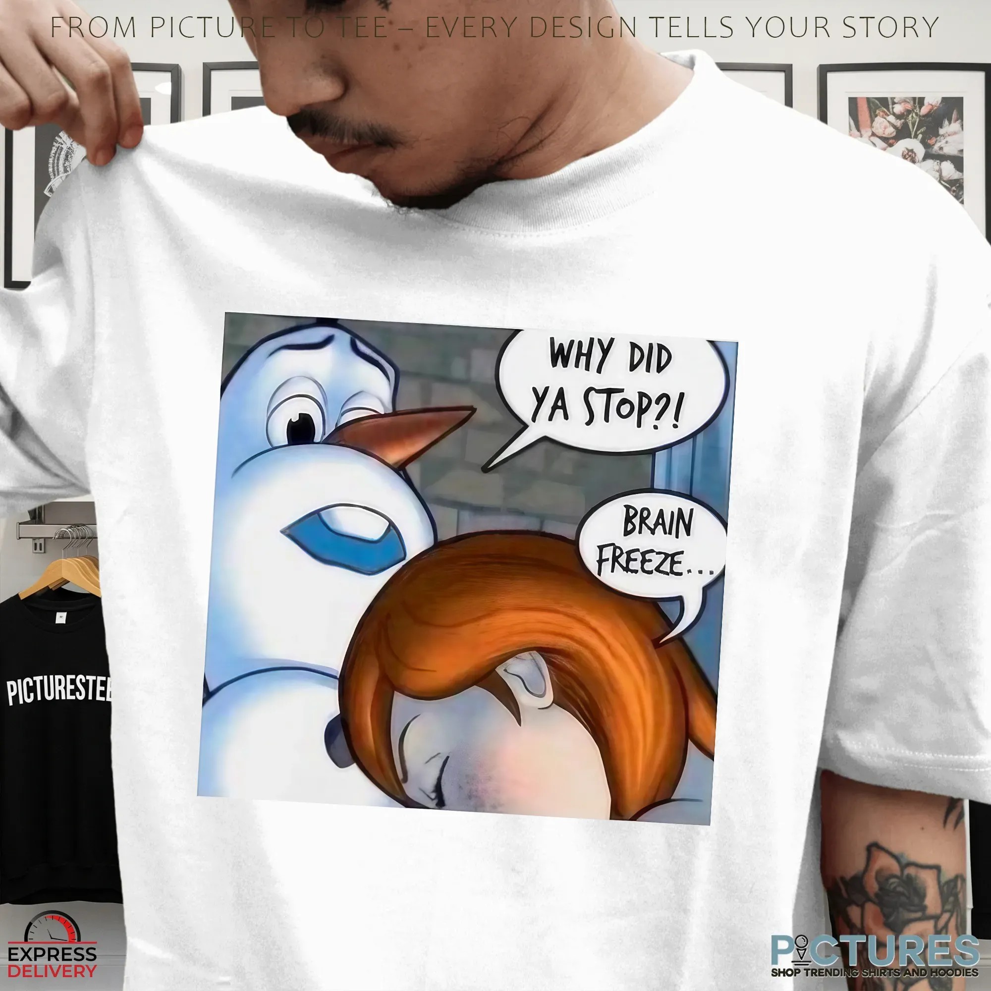 Snowman Why Did Ya Stop Brain Freeze Christmas Meme T Shirt