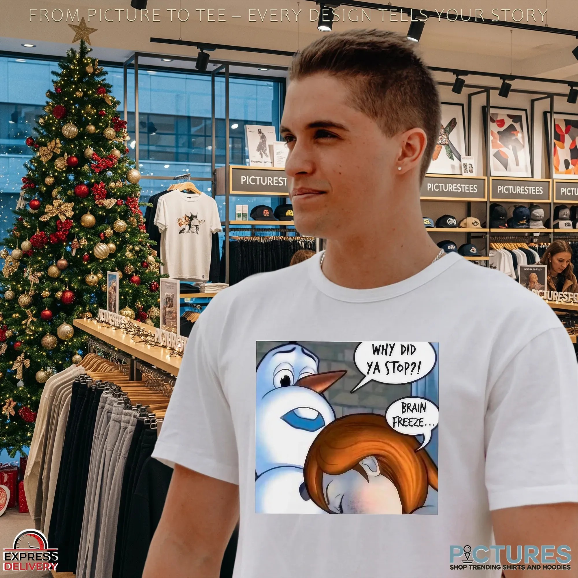 Snowman Why Did Ya Stop Brain Freeze Christmas Meme T Shirt