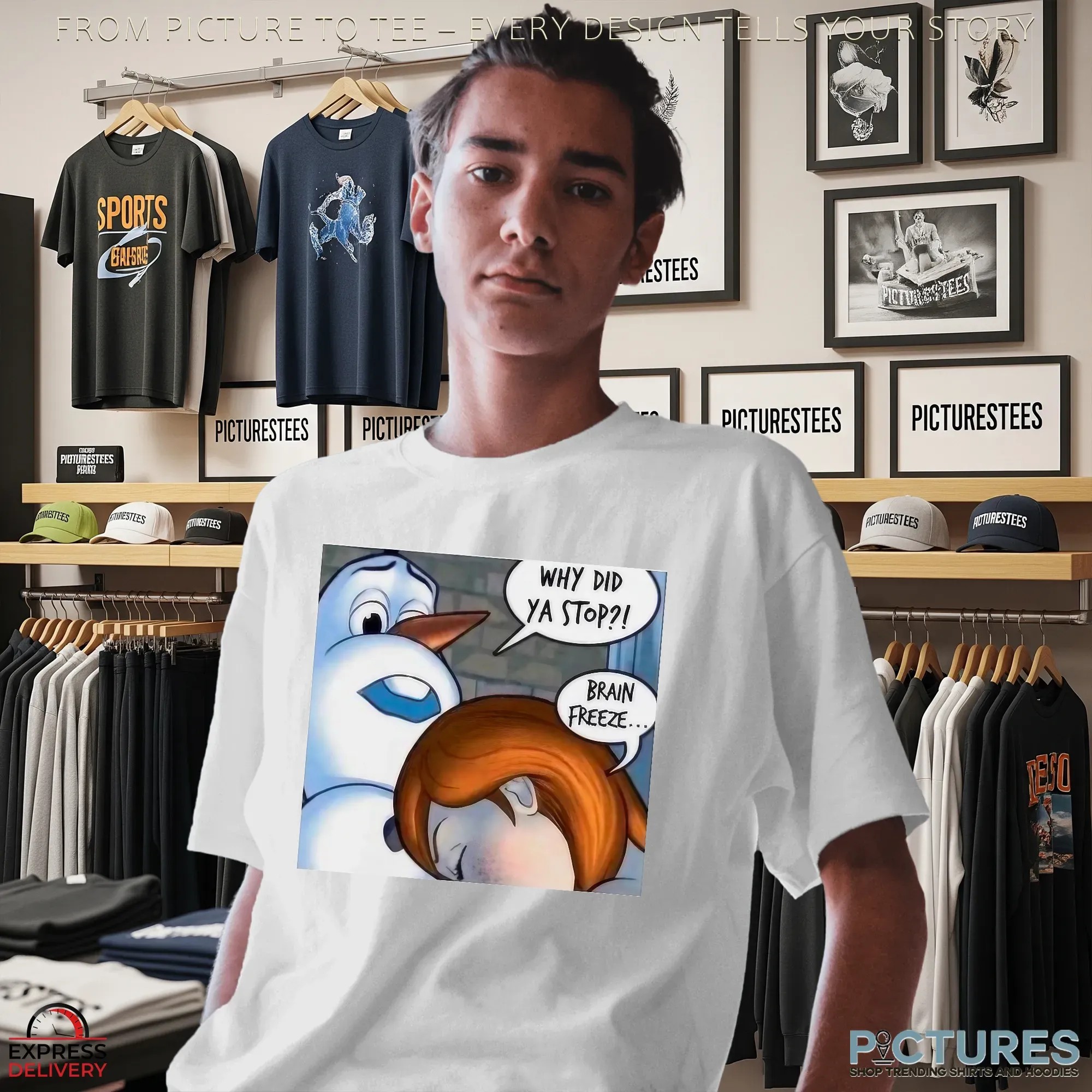 Snowman Why Did Ya Stop Brain Freeze Christmas Meme T Shirt
