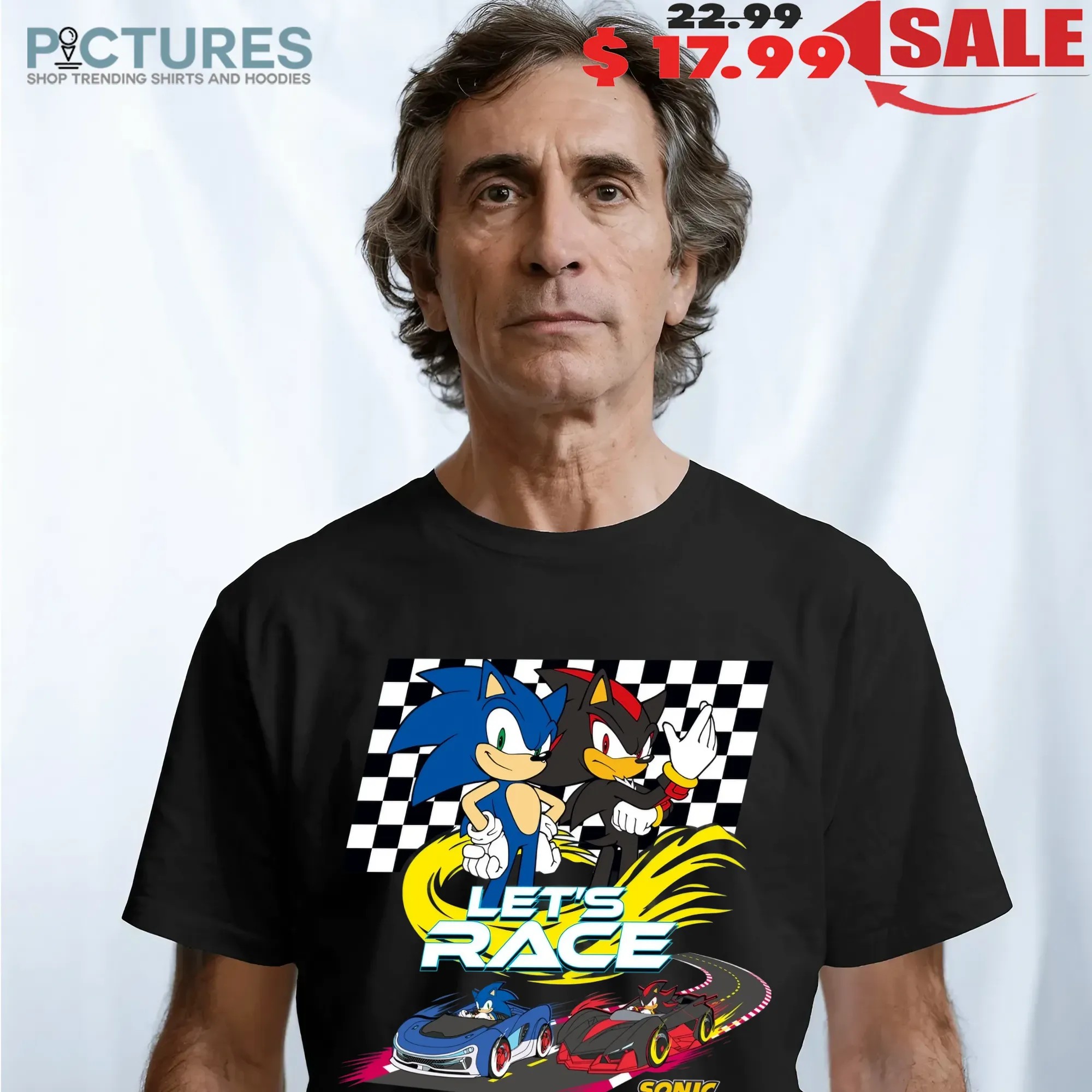 Sonic and Shadow Racing Let’s Race Sonic Racing Crossworlds Checkered Flag Video Game Graphic T Shirt