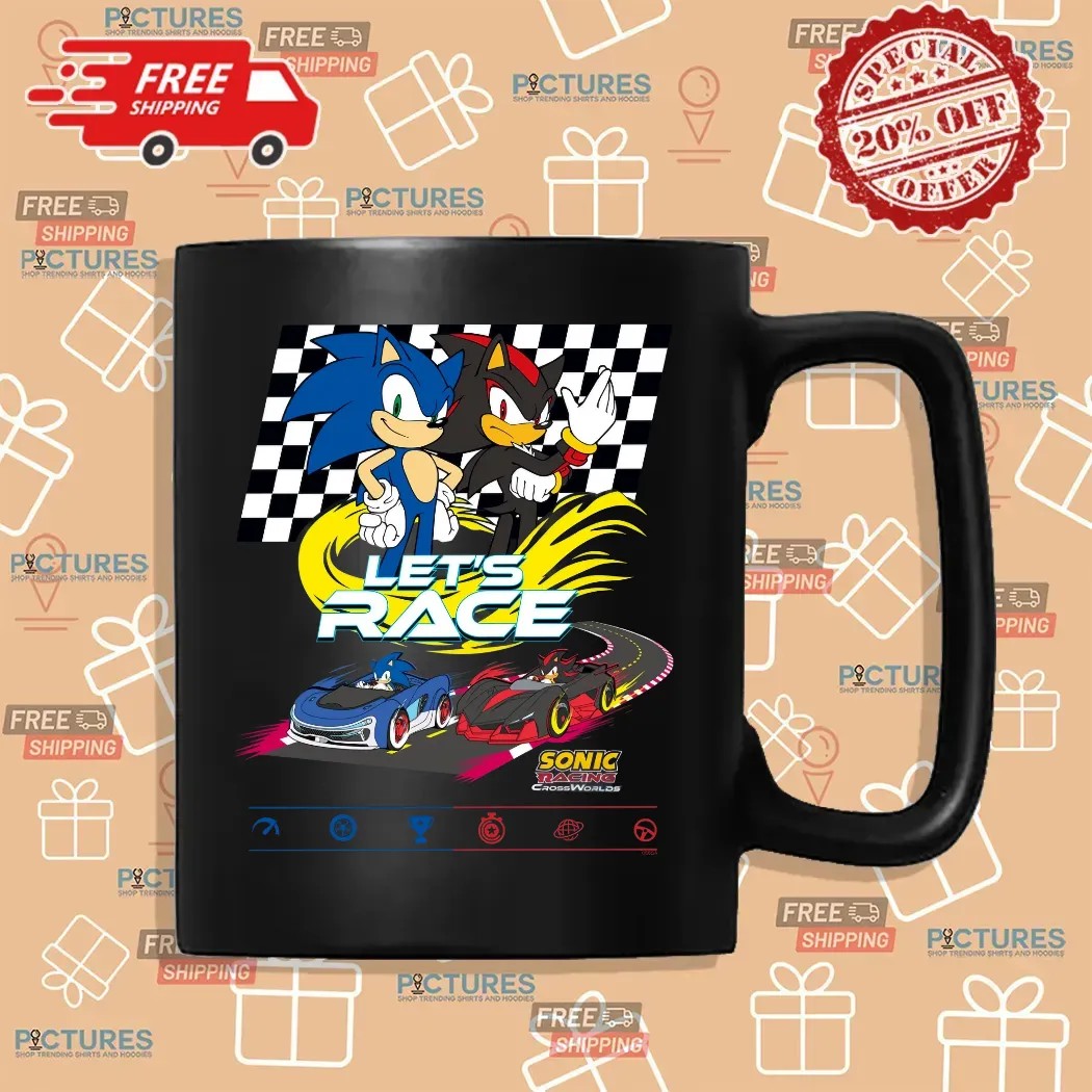 Sonic and Shadow Racing Let’s Race Sonic Racing Crossworlds Checkered Flag Video Game Graphic T Shirt