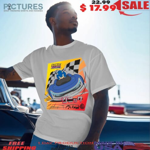 Sonic the Hedgehog Racing Car Sonic Racing Crossworlds Video Game Graphic T Shirt