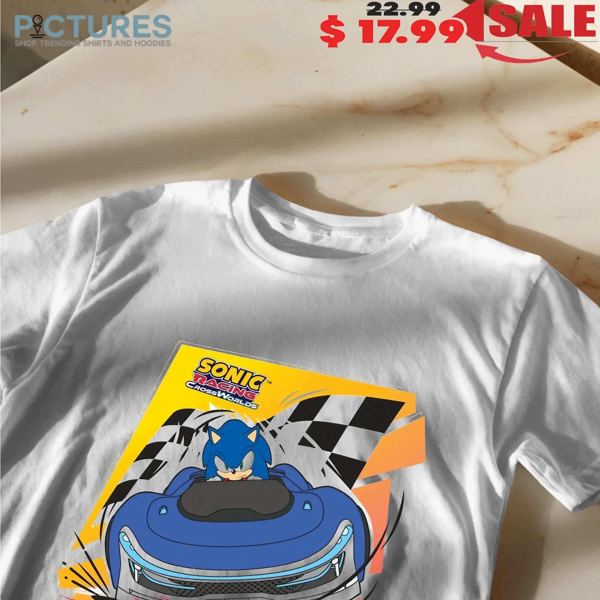 Sonic the Hedgehog Racing Car Sonic Racing Crossworlds Video Game Graphic T Shirt
