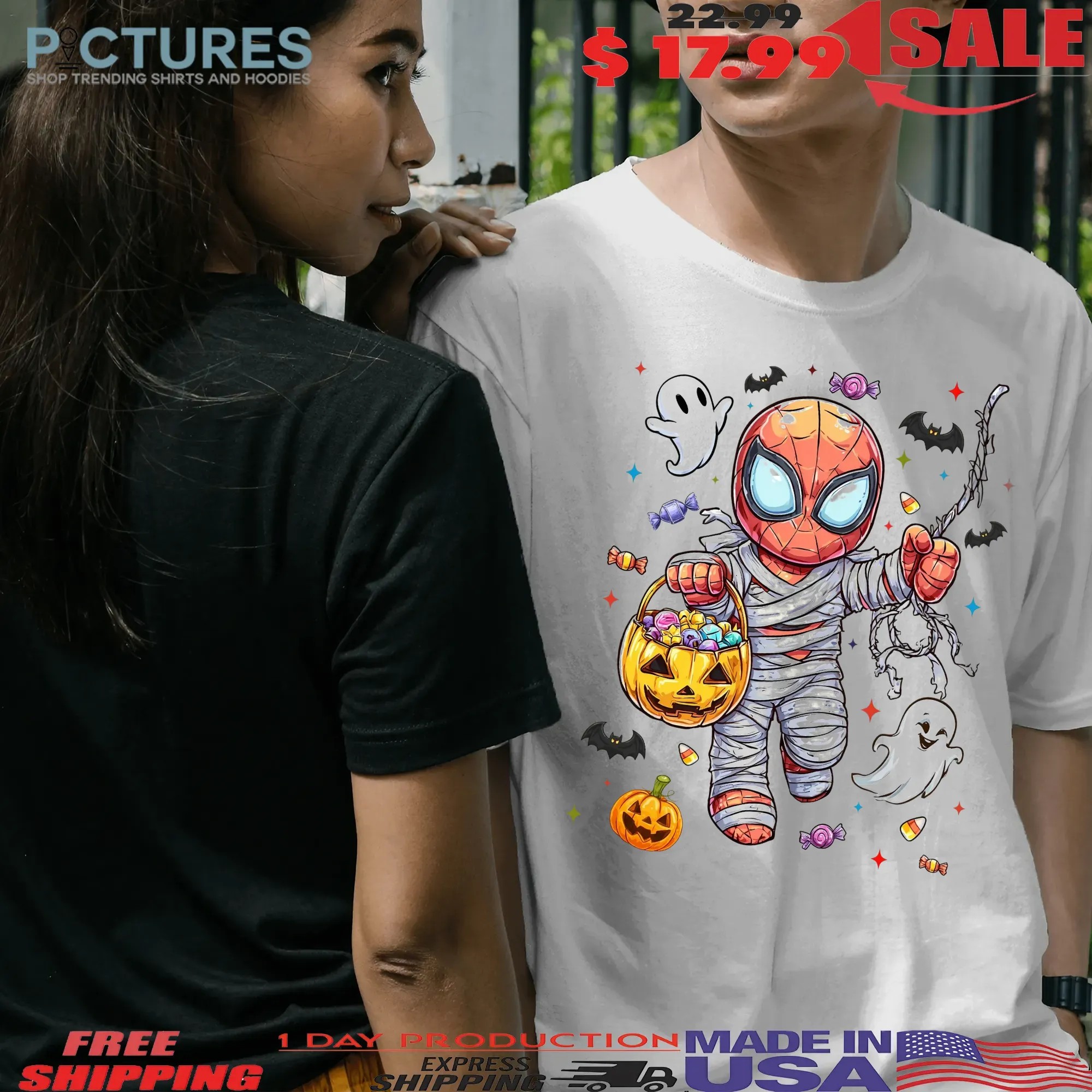 Spider Halloween Cute Chibi Superhero Trick Or Treat Spooky Season T Shirt