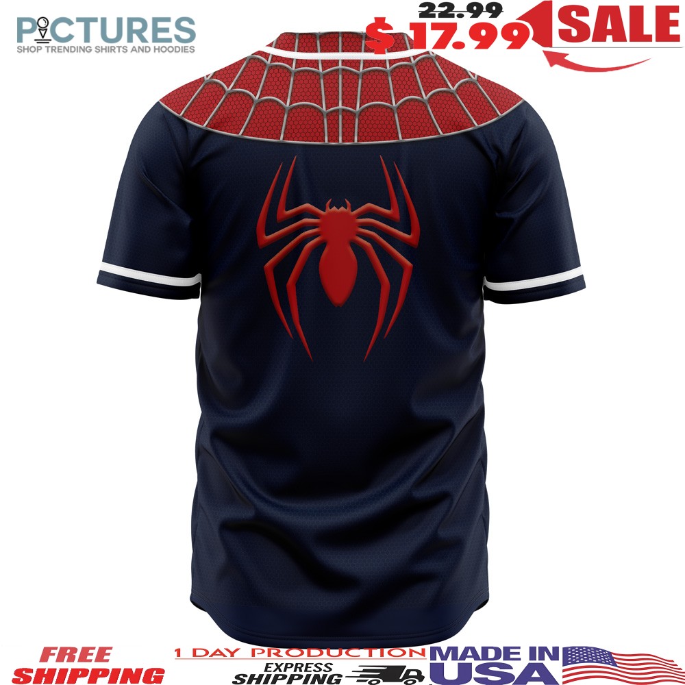 Spider Man Marvel Superhero Red Blue Web Pattern Cosplay Graphic Baseball Jersey