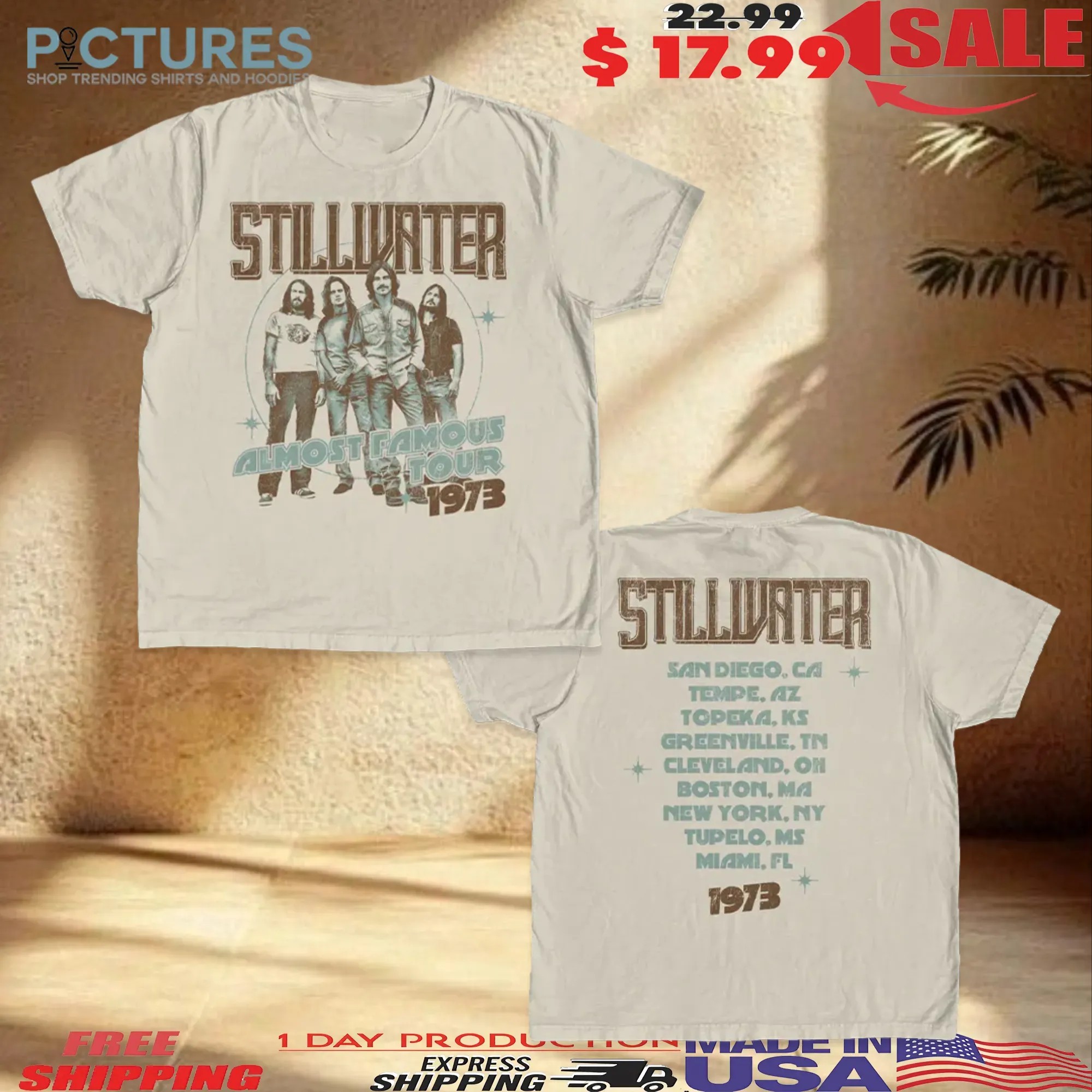 Stillwater Almost Famous Tour 1973 Double Sided Vintage T Shirt