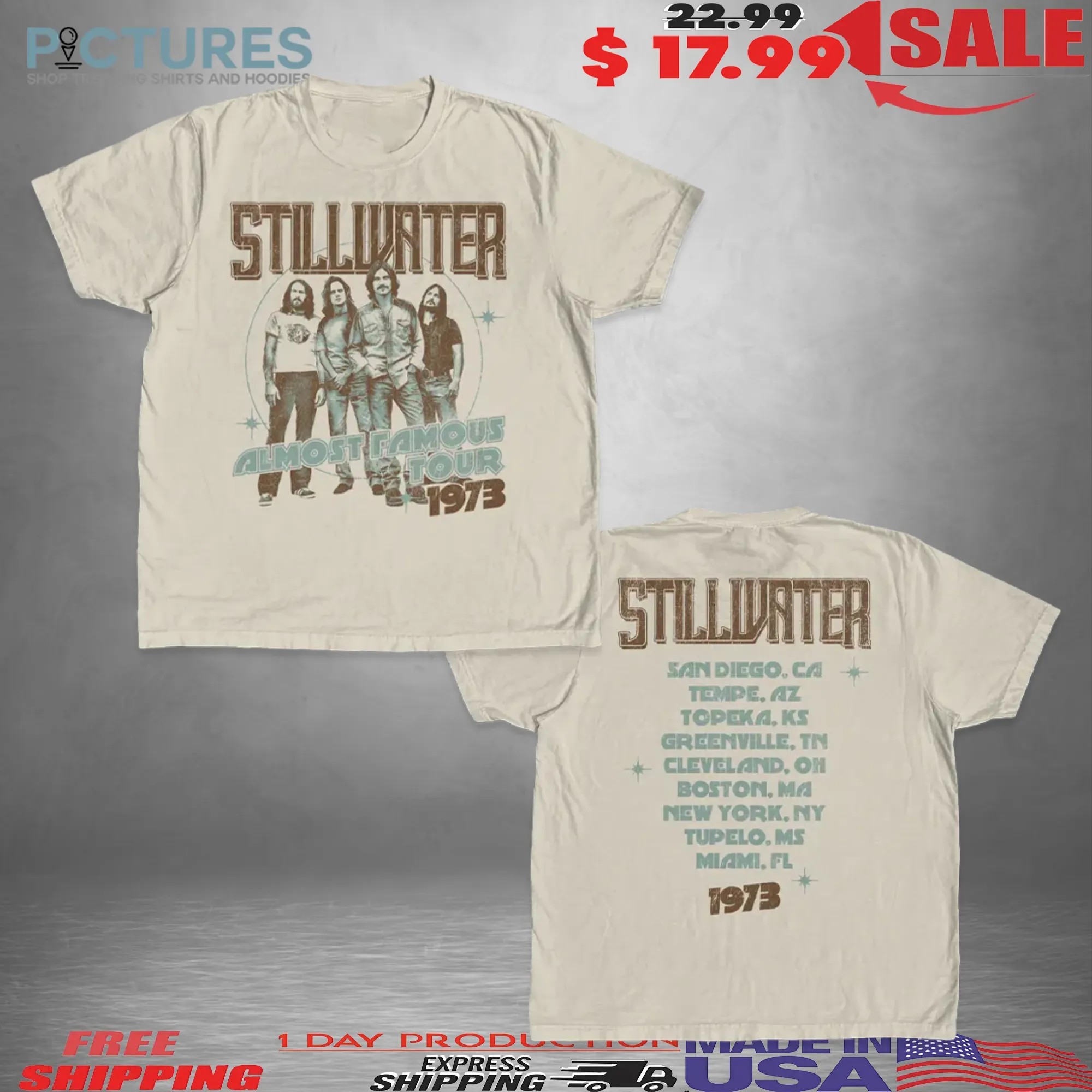 Stillwater Almost Famous Tour 1973 Double Sided Vintage T Shirt