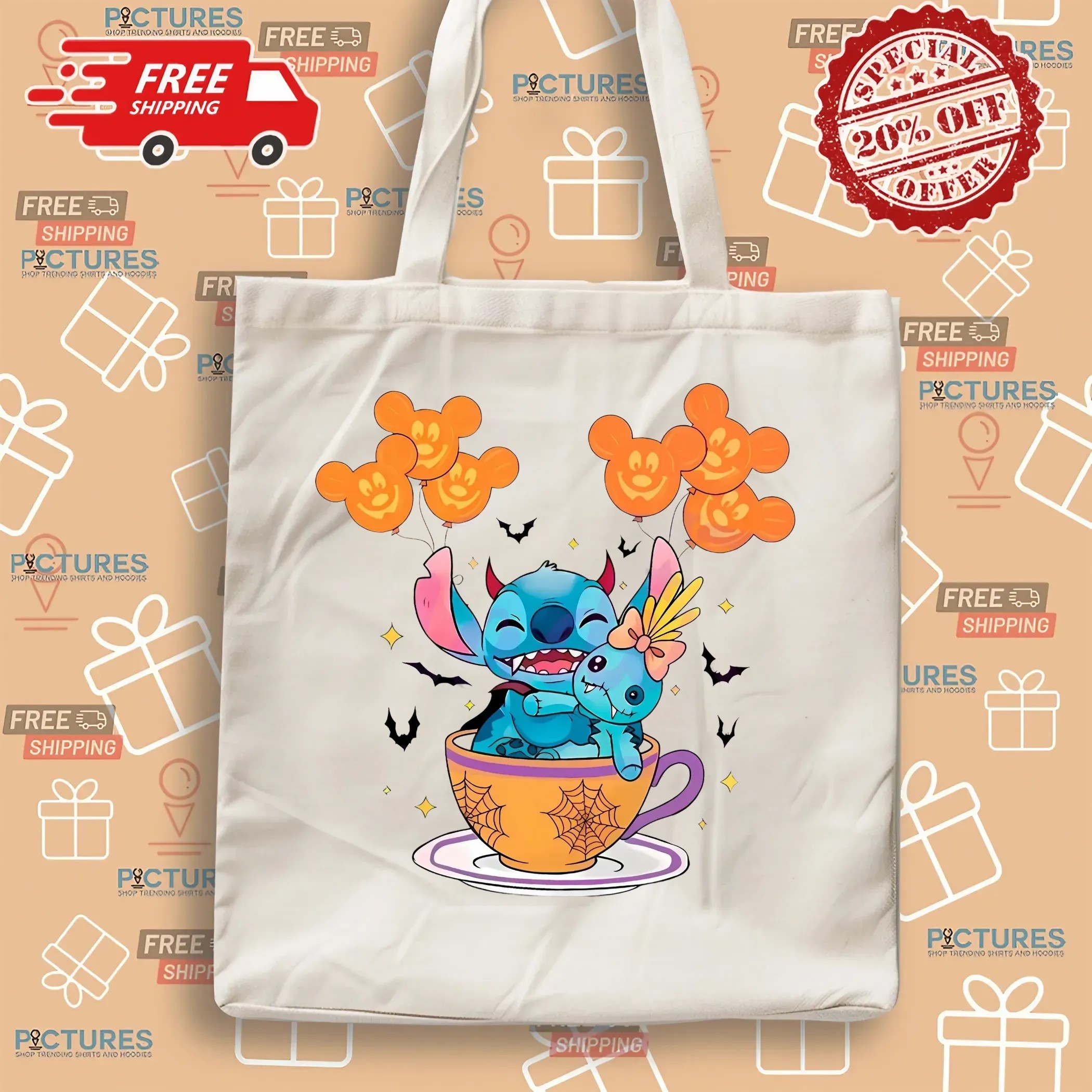 Stitch And Scrump Teacup Cute Spooky Season Disney Halloween T Shirt