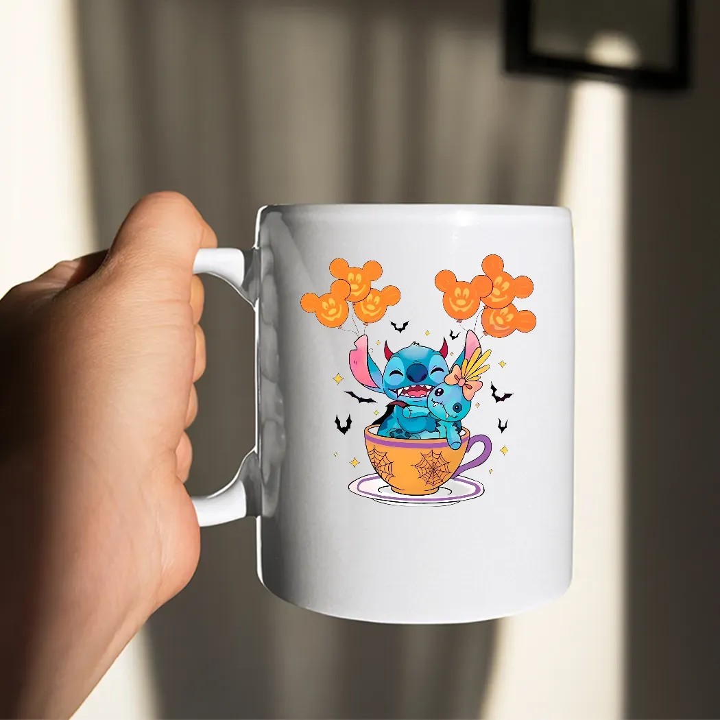 Stitch And Scrump Teacup Cute Spooky Season Disney Halloween T Shirt